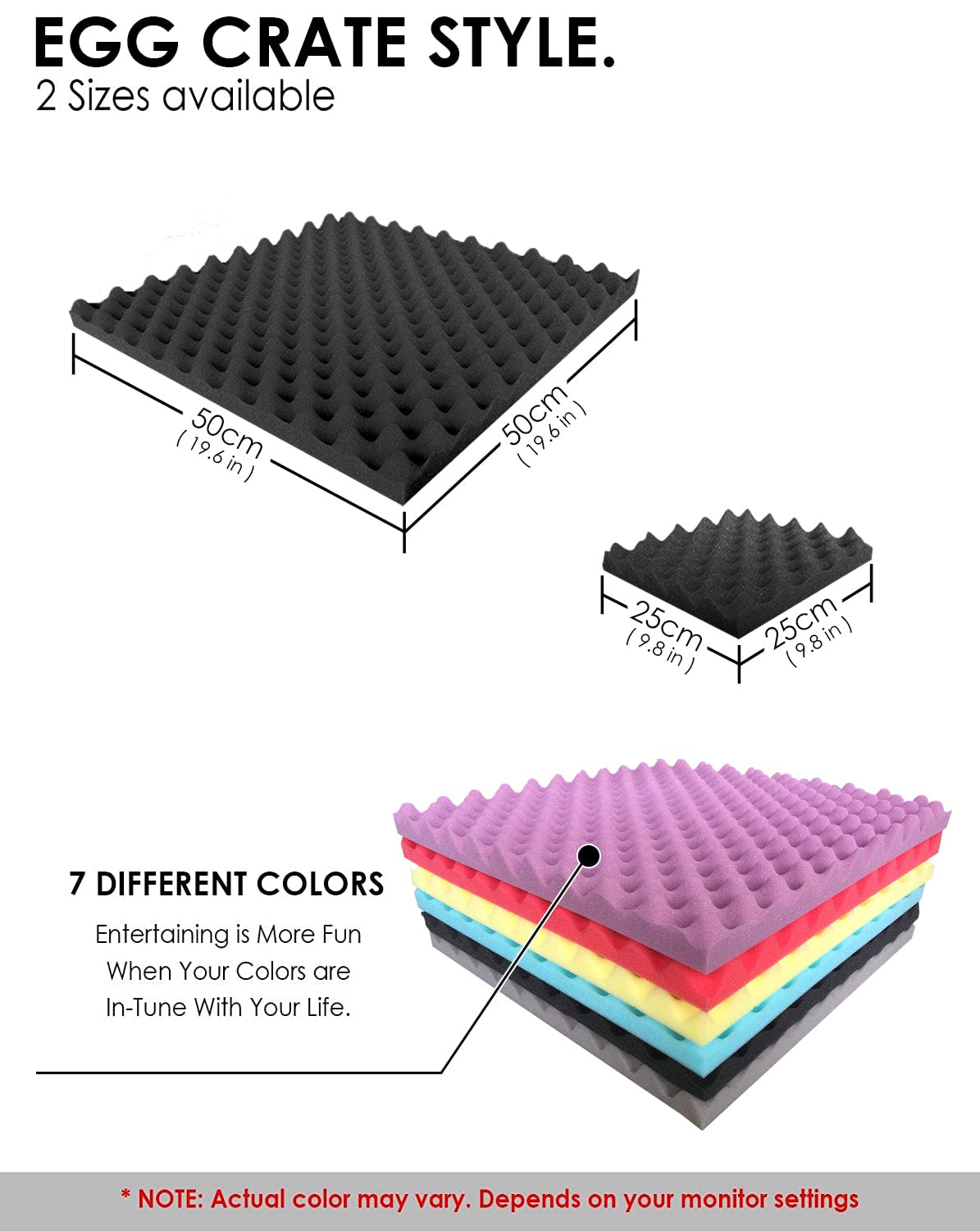 24 Pack Super Dash 50x50x3cm Baby Blue Acoustic Foam Panels - Convoluted Egg Crate Soundproofing Tiles for Home Studio, Office & Music Room - Noise Reduction Wall Treatment (SD1052)