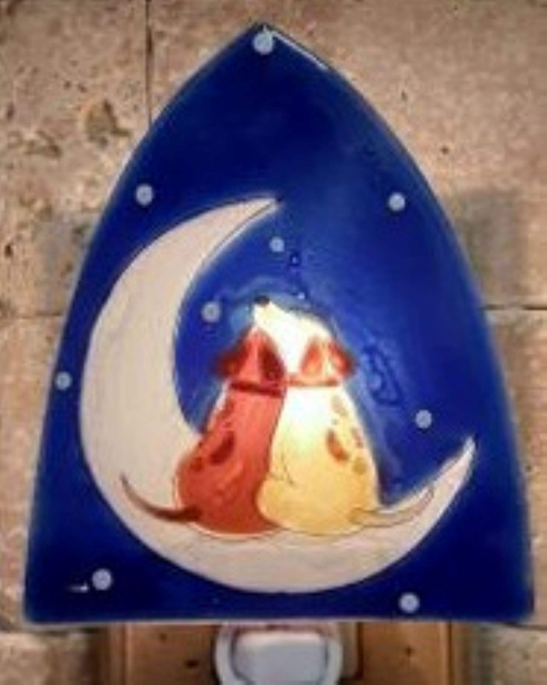 Eco-Friendly Recycled Glass Night Light - Dogs Gazing at Moon & Stars Design with Standard Base | Perfect for Bedrooms, Nurseries & Home Decor