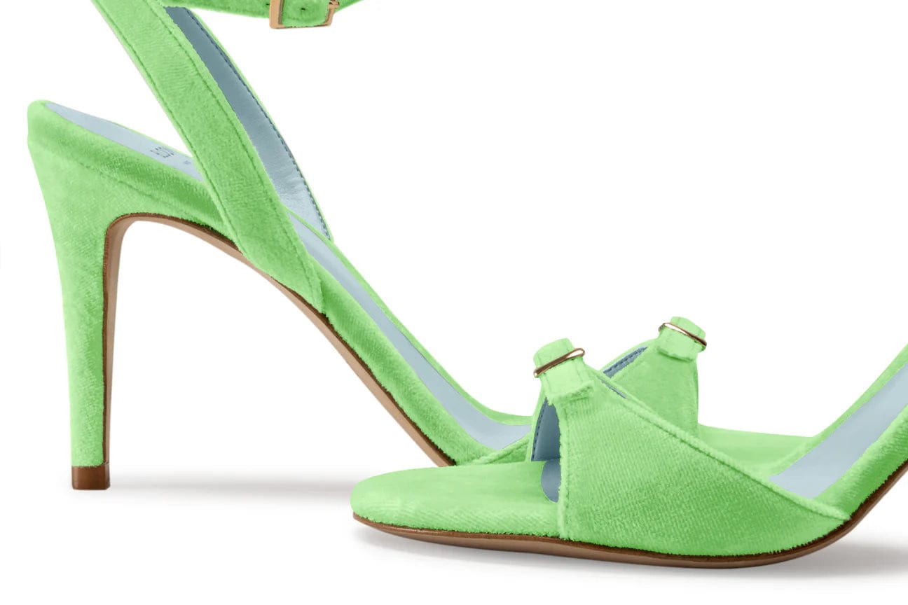 Anna Vegan Velvet Heeled Sandals for Women | Kiwi Green | Comfortable Dressy Shoes for Weddings, Parties & Date Nights