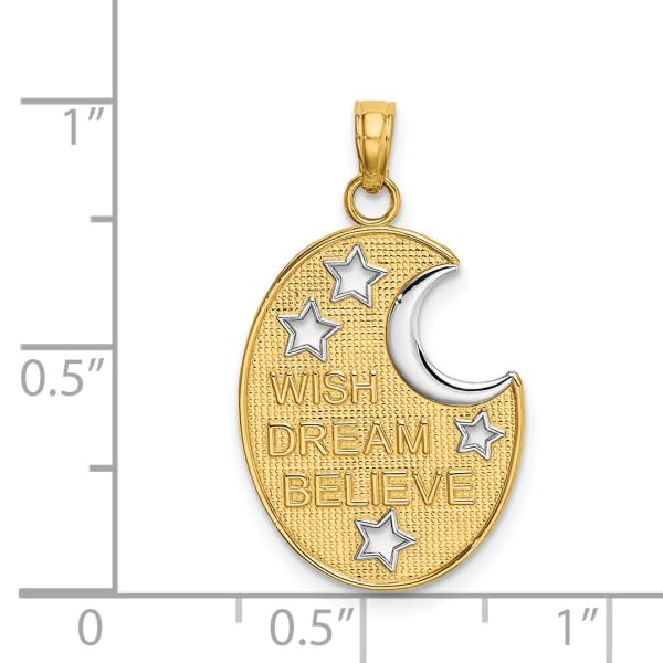 14K Solid Yellow Gold Wish Dream Believe Crescent Moon Stars Pendant Necklace for Women - Perfect for Gifts, Birthdays, Anniversaries & Everyday Elegance