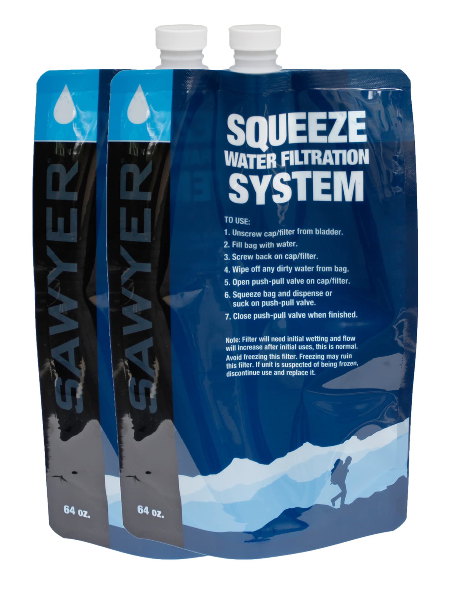 Sawyer Squeeze Water Filter Pouch - Replacement Pouches for Sawyer Water Filtration System - Perfect for Camping, Hiking, and Emergency Preparedness
