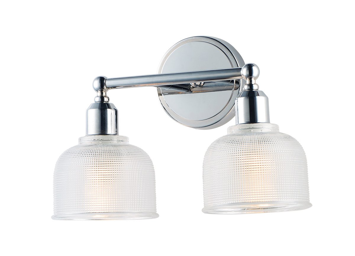 Polished Chrome 2-Light Bathroom Vanity Fixture with Steel & Glass - 14 Inch, 120W MB Bulbs - Perfect for Modern Bathrooms, Powder Rooms & Home Renovations