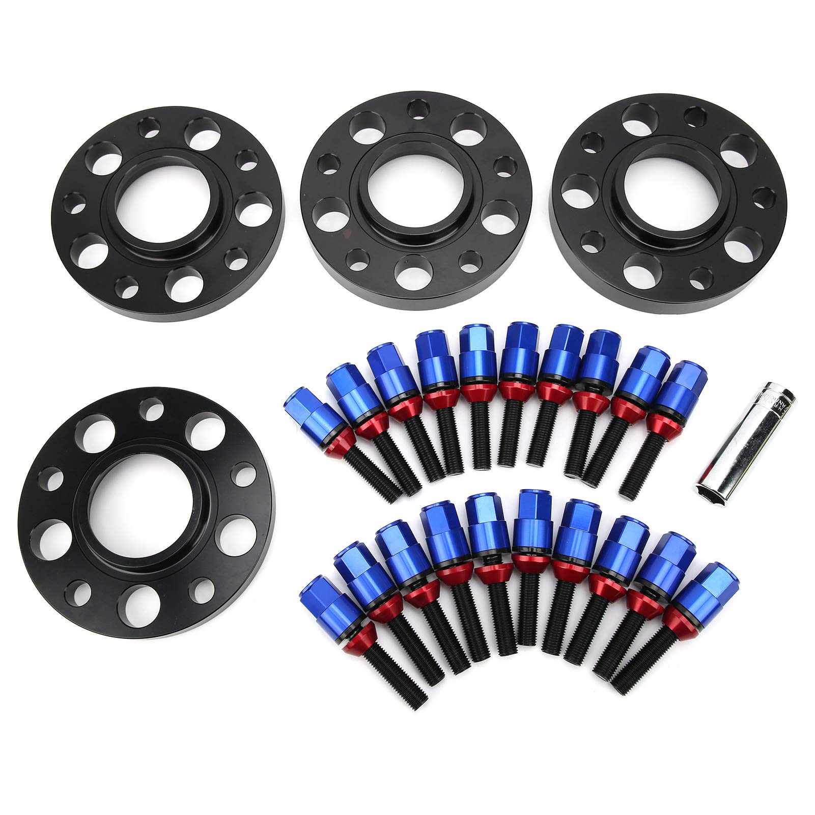 **M12x1.5 Wheel Spacers Kit - Hub Centric, Extended Lug Bolts, Flange Sleeve, Staggered Fit for BMW 1/3/5/6/7 Series E82 E30 E36 E60 - 6061-T6 Aluminum (Blue) - Perfect for Enhanced Stance & Performance Upgrades**