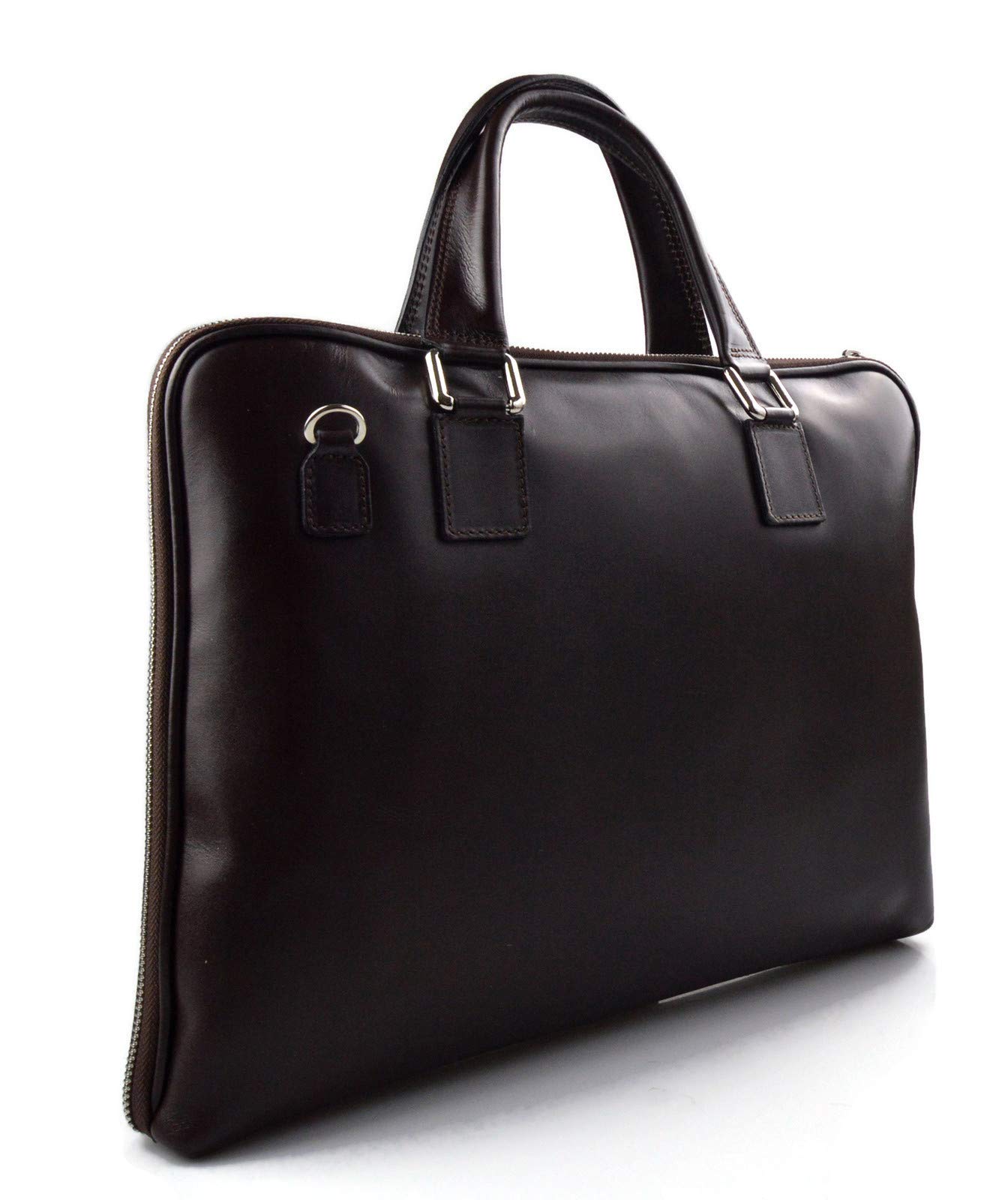 Genuine Leather Shoulder Bag for Women - Italian Made Dark Brown Messenger Purse with Adjustable Strap - Perfect for Office, Travel & Casual Use