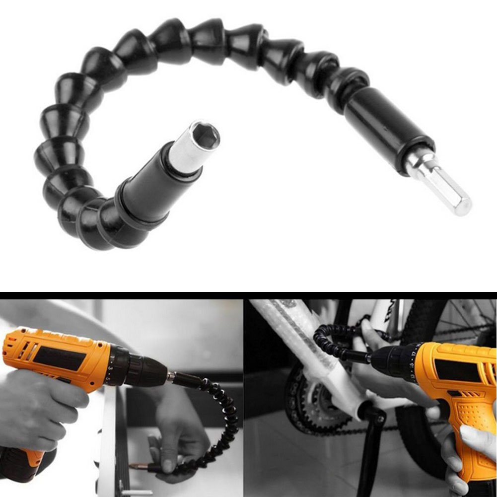 Rongon 3-Piece Flexible Drill Bit Extension Set - 11.6 Inch Bendable Screwdriver Bit Holder for Hand & Power Tools - Universal Drill Adapter for Tight Spaces (Ideal for Plumbing, Electrical Work & DIY Projects)
