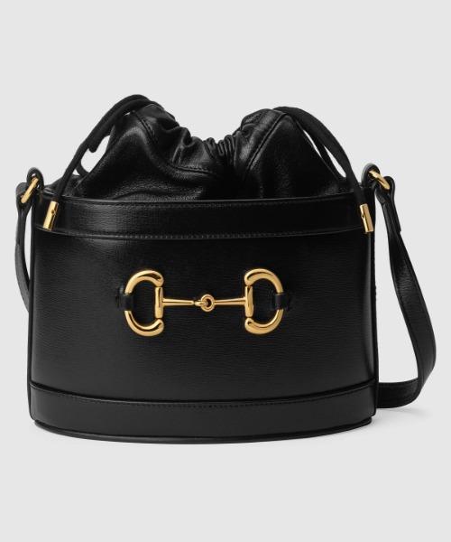 Gucci 1955 Horsebit Bucket Bag Black Leather Shoulder Bag for Women | Luxury Designer Handbag for Everyday Use, Work & Travel