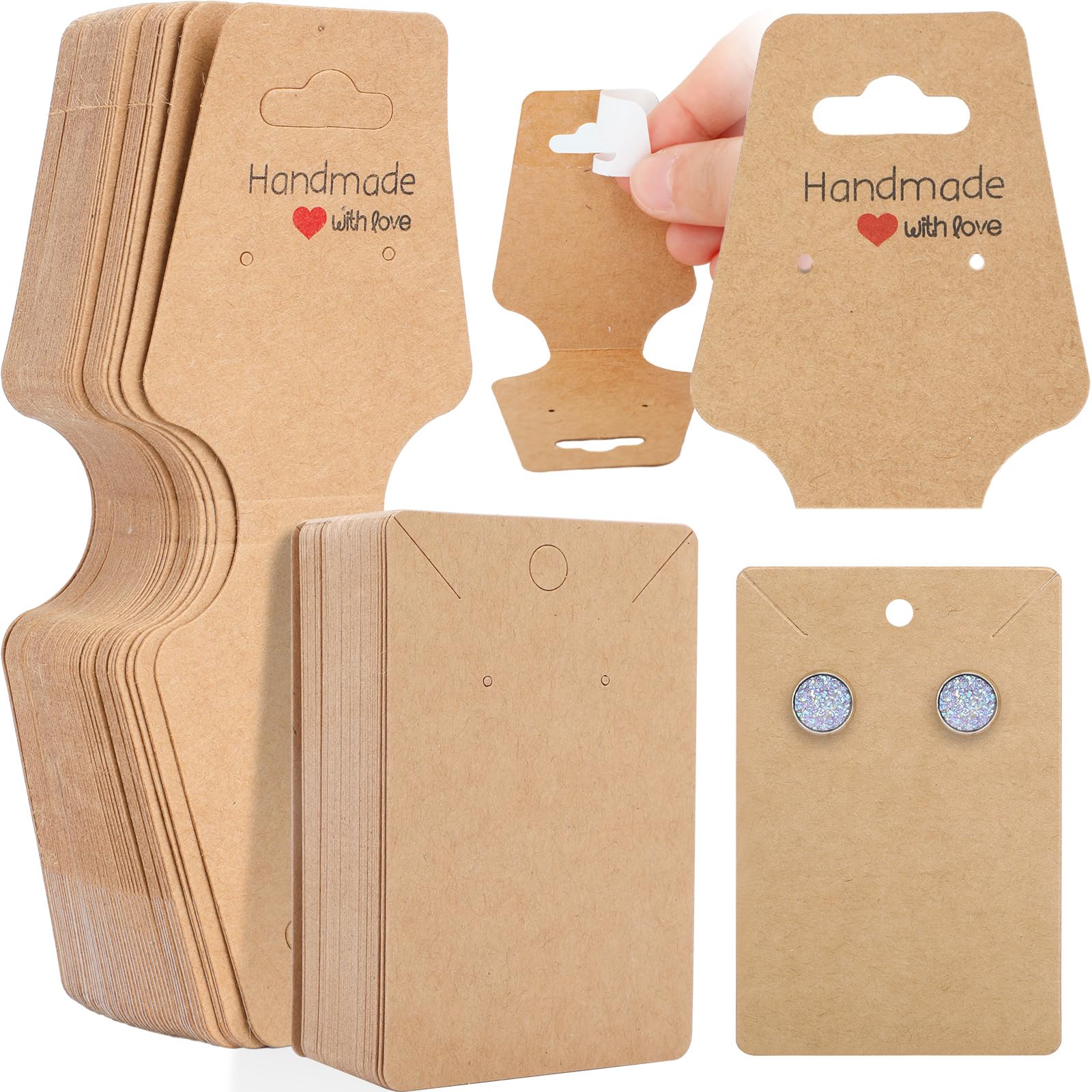 50 Pack Self-Adhesive Jewelry Display Cards - Earring, Bracelet, Keychain & Hairband Packaging for Small Business | Perfect for Retail Stores, Craft Shows & Online Boutique Sales