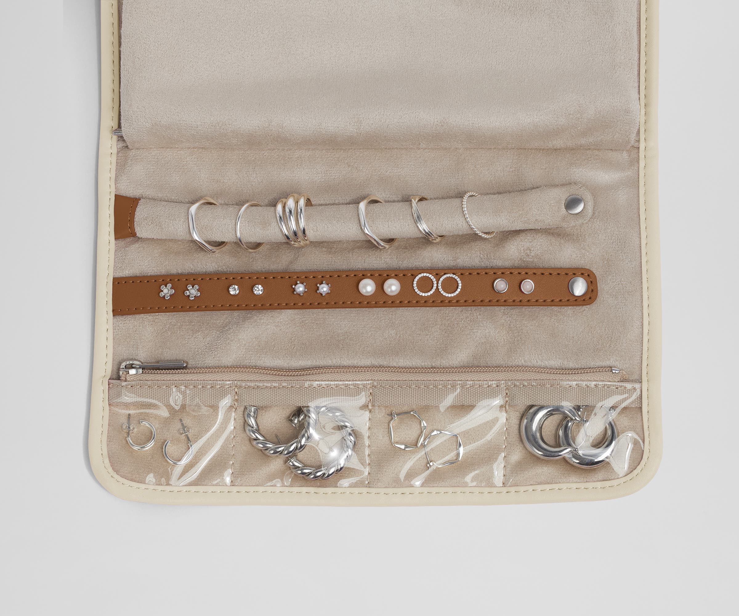 Hanging Jewelry Organizer in Salt White - Wall Mounted Necklace & Earring Holder for Bedroom, Bathroom, or Closet Organization