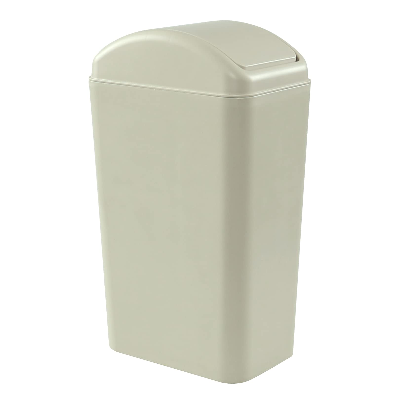 Small Plastic Trash Can with Swing Lid - 14 Liter/3.7 Gallon Waste Bin for Kitchen, Bathroom, Office & Dorm Room - Odor-Containing Garbage Can with Hands-Free Operation