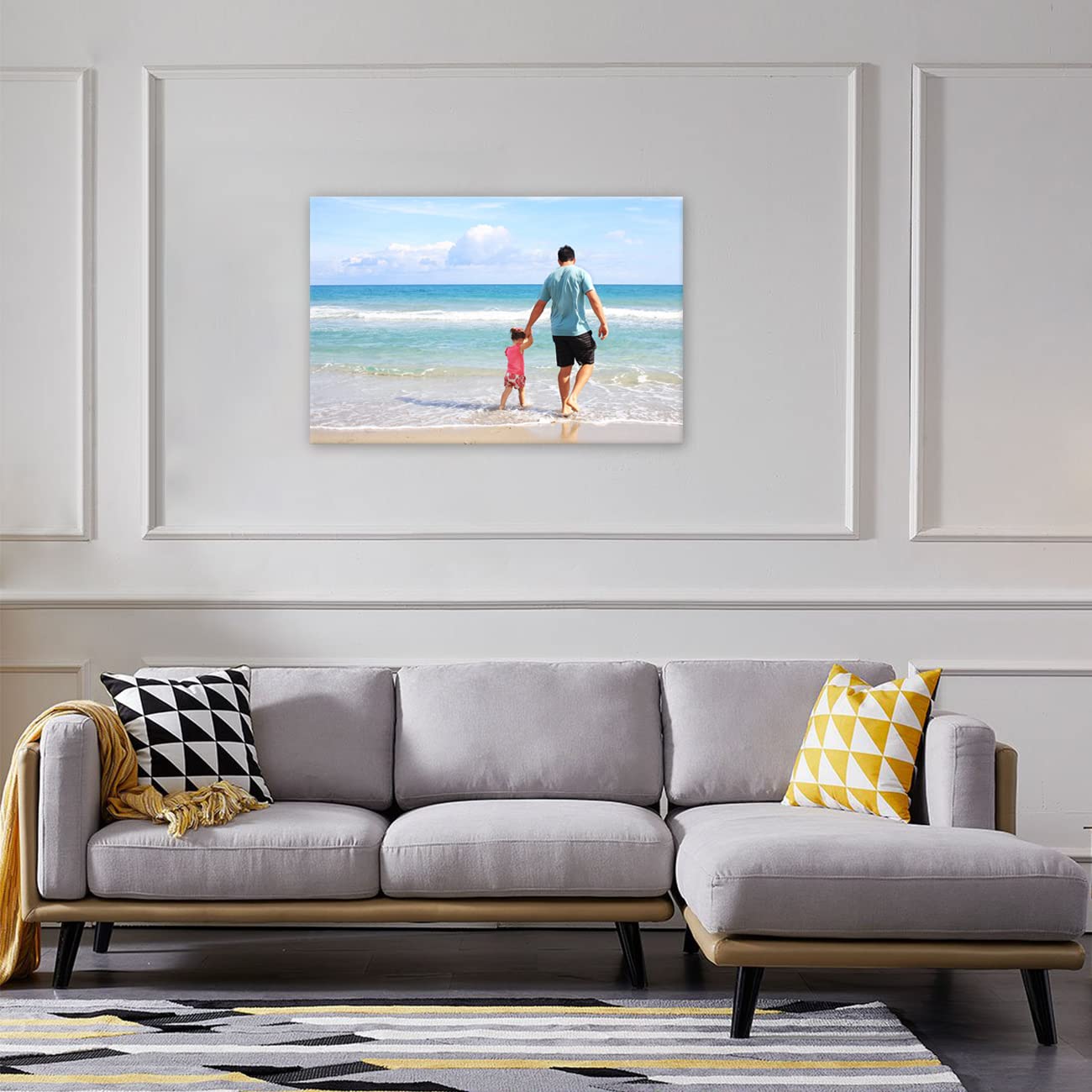 Custom Personalized Canvas Prints with Your Photos & Names - Mountain & Seaside Vacation Picture Frame for Bedroom, Kitchen, Office, Living Room - Unique Home Decor & Gift Idea (24x36 Inch/60x90cm) - Perfect for Family Memories, Housewarming & Anniversary Gifts