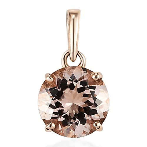 LUXORO AAA Morganite 10K Gold Solitaire Pendant Necklace for Women - Elegant Bridal, Anniversary & Mother's Day Jewelry Gift - Perfect for Weddings, Romantic Occasions & Special Celebrations