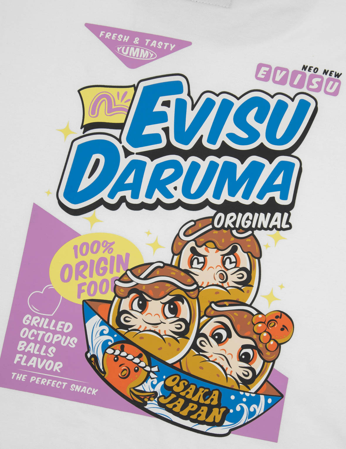 Logo and Takoyaki Daruma Print Regular Fit Ringer T-Shirt - Casual Cotton Tee for Anime Fans & Japanese Streetwear Style | Perfect for Cosplay, Conventions, and Everyday Wear