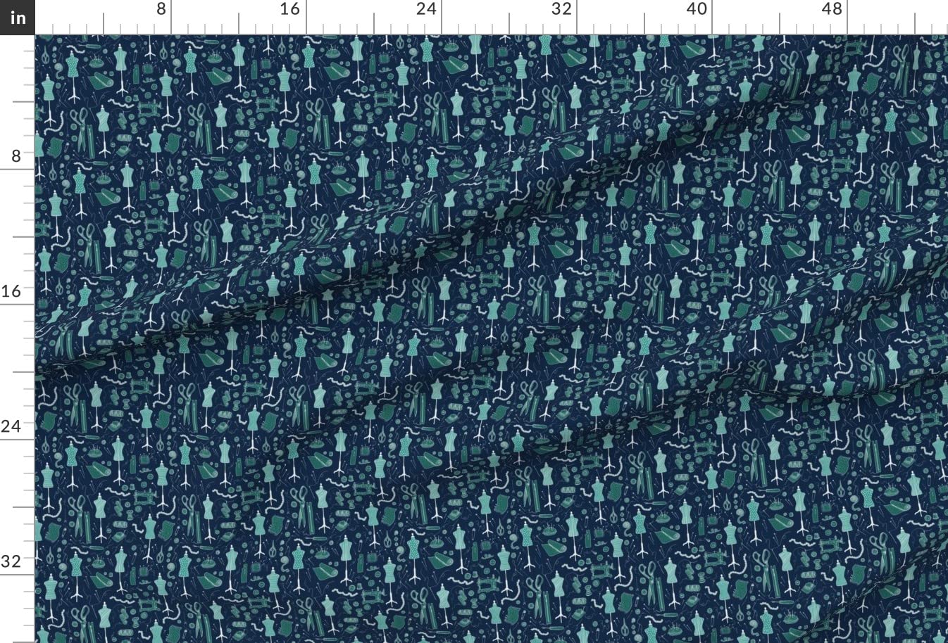 Vintage Green Blue Scissors Printed Minky Fabric by The Yard - Soft Sewing Material for Baby Blankets, Quilt Backing & Plush Toys | Spoonflower Premium Fabric for DIY Crafts & Home Decor