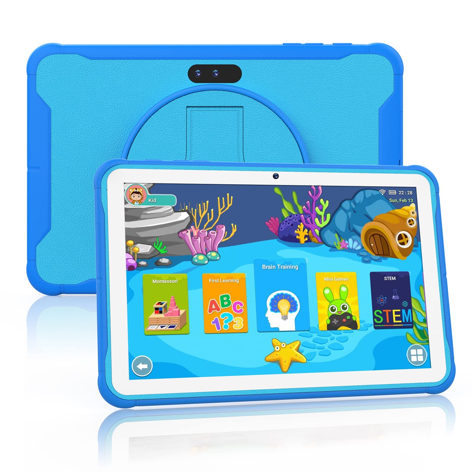 2022 Kids Tablet 10.1 Inch Android Learning Tablet with Parental Control - 2GB RAM 32GB Storage, Preloaded Educational Apps, WiFi, Camera, Netflix & YouTube Support - Blue | Perfect for Toddler Education, Homeschooling & Entertainment