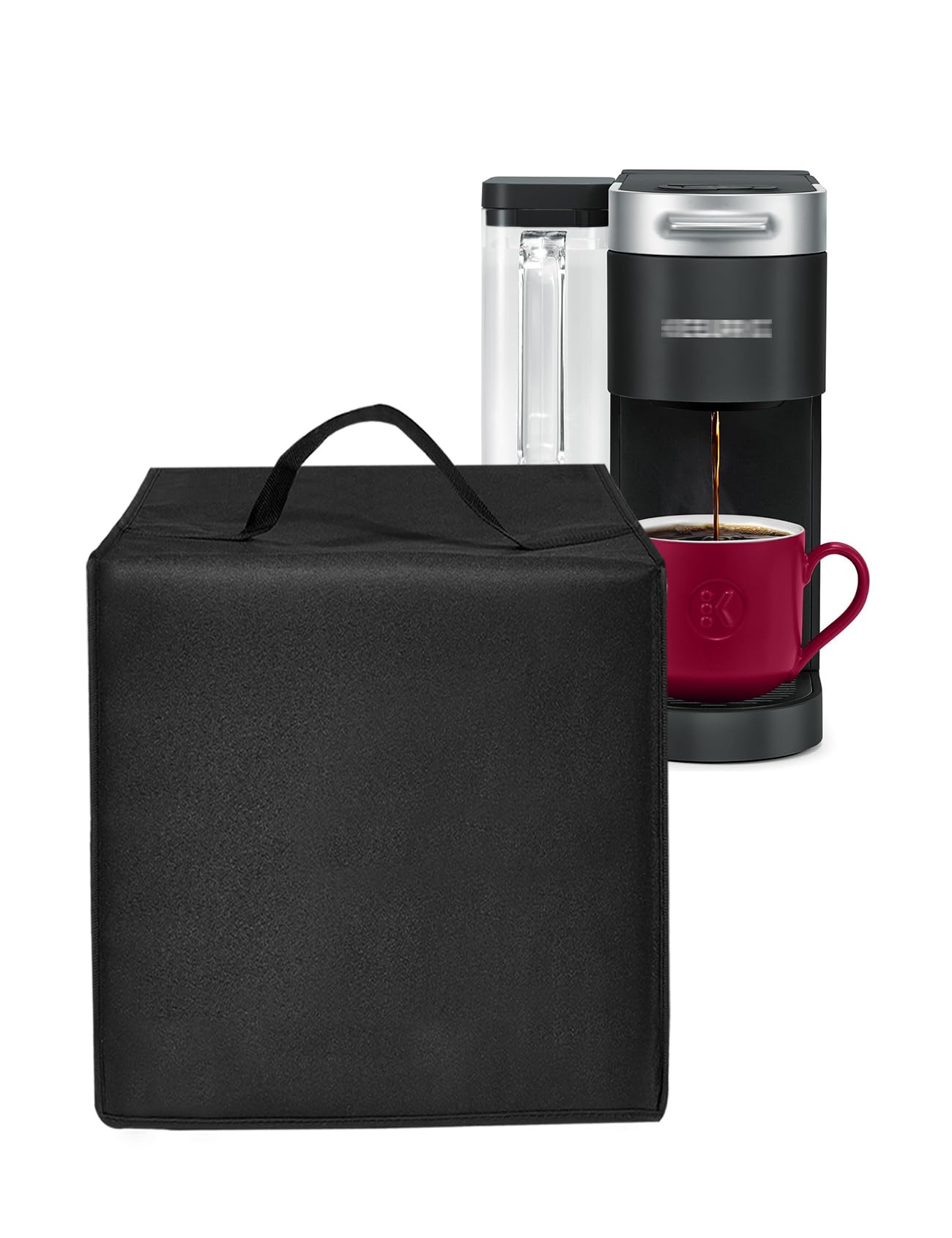 Heavy Duty Waterproof Nylon Coffee Maker Dust Cover - Compatible with Keurig K-Supreme Single Serve K-Cup Pod Coffee Machine - Black (13.8