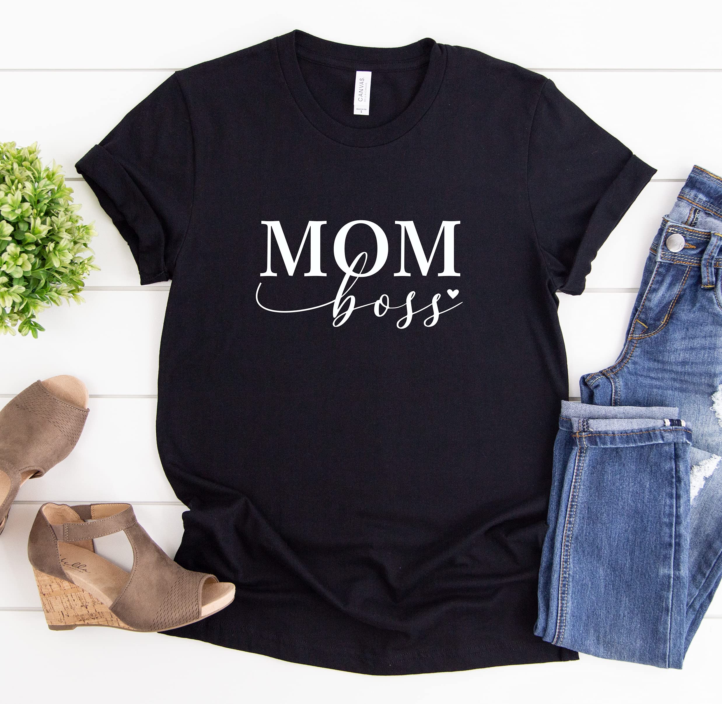 Mom Boss T-Shirt - Funny Entrepreneur Mom Shirt for Women | Perfect Mother's Day Gift | Comfortable Cotton Tee for Working Moms, Business Owners & Motherhood | Great for Office, Meetings or Casual Outings