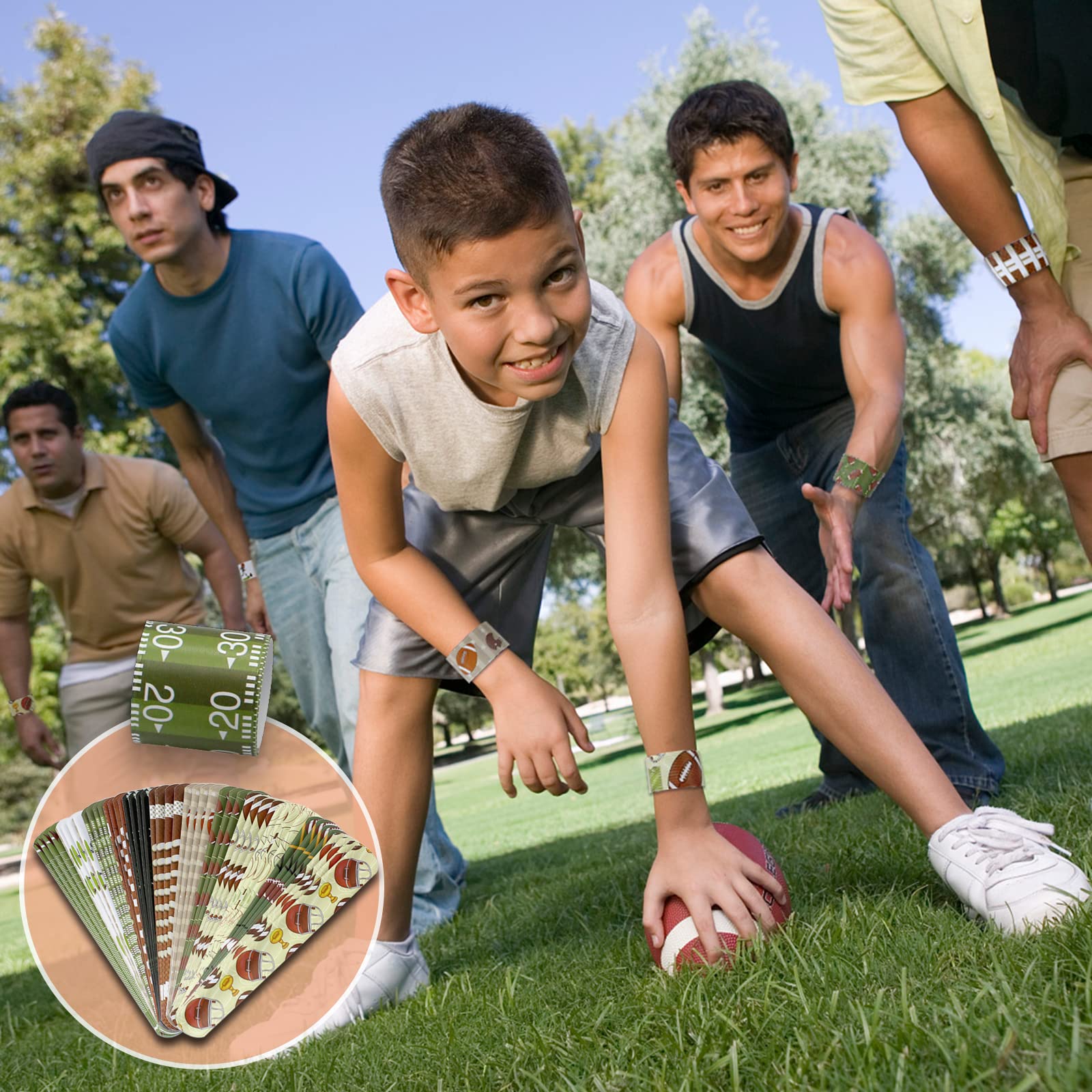 72PCS Football Slap Bracelets - Bulk Sports Wristbands for Football Rugby Birthday Parties, Classroom Rewards & Team Events - 12 Fun Designs for Kids & Adults - Perfect for Game Day Favors, School Prizes & Sports Themed Celebrations