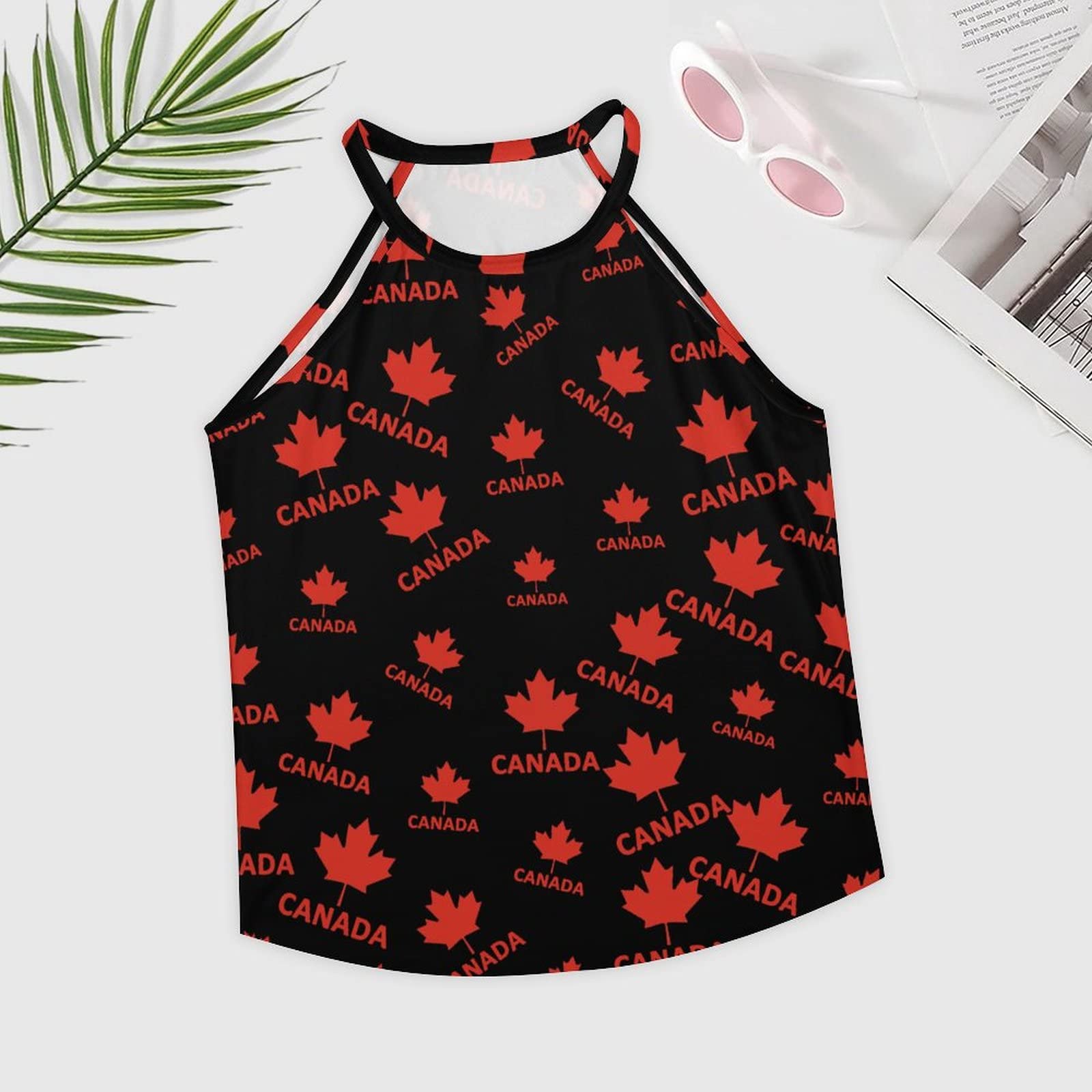 BAIKUTOUAN Women's Canada Flag Maple Leaf Sleeveless Tank Top - Trendy Summer T-Shirt for Casual Wear, Outdoor Activities & Patriotic Events