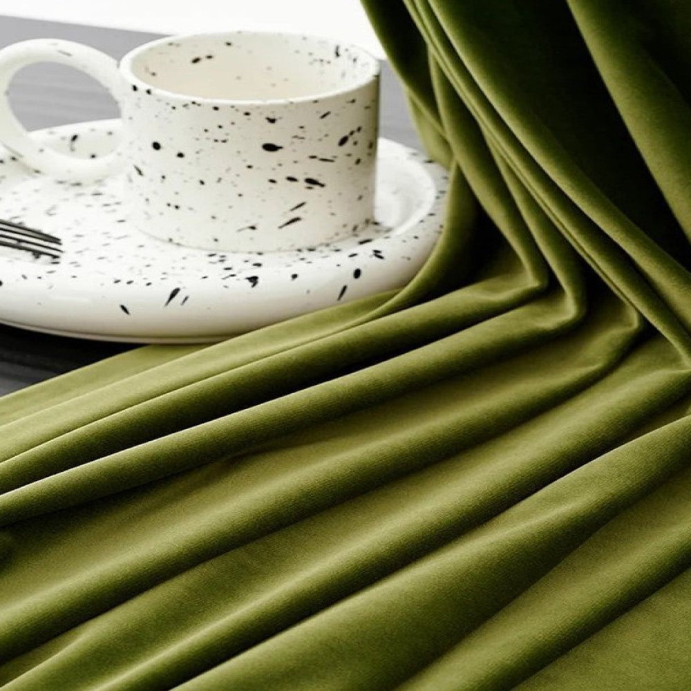 Taylor.H Dutch Plain Velvet Curtains - Dark Olive Green Blackout Drapes for Living Room & Bedroom - Thermal Insulated Window Treatments for Home Decor