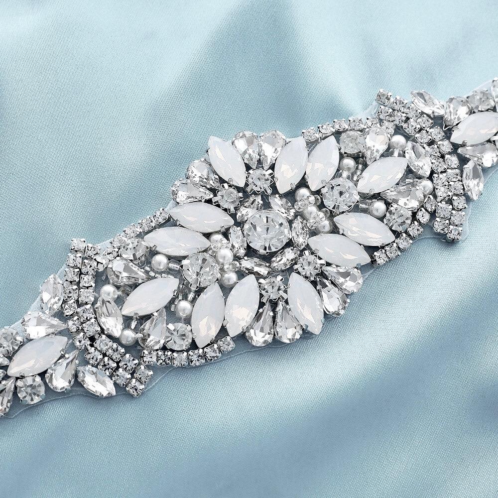 Tamryn Swarovski Opal & Pearl Wedding Belt - Elegant Bridal Sash for Bridesmaids, Flower Girls & Formal Occasions