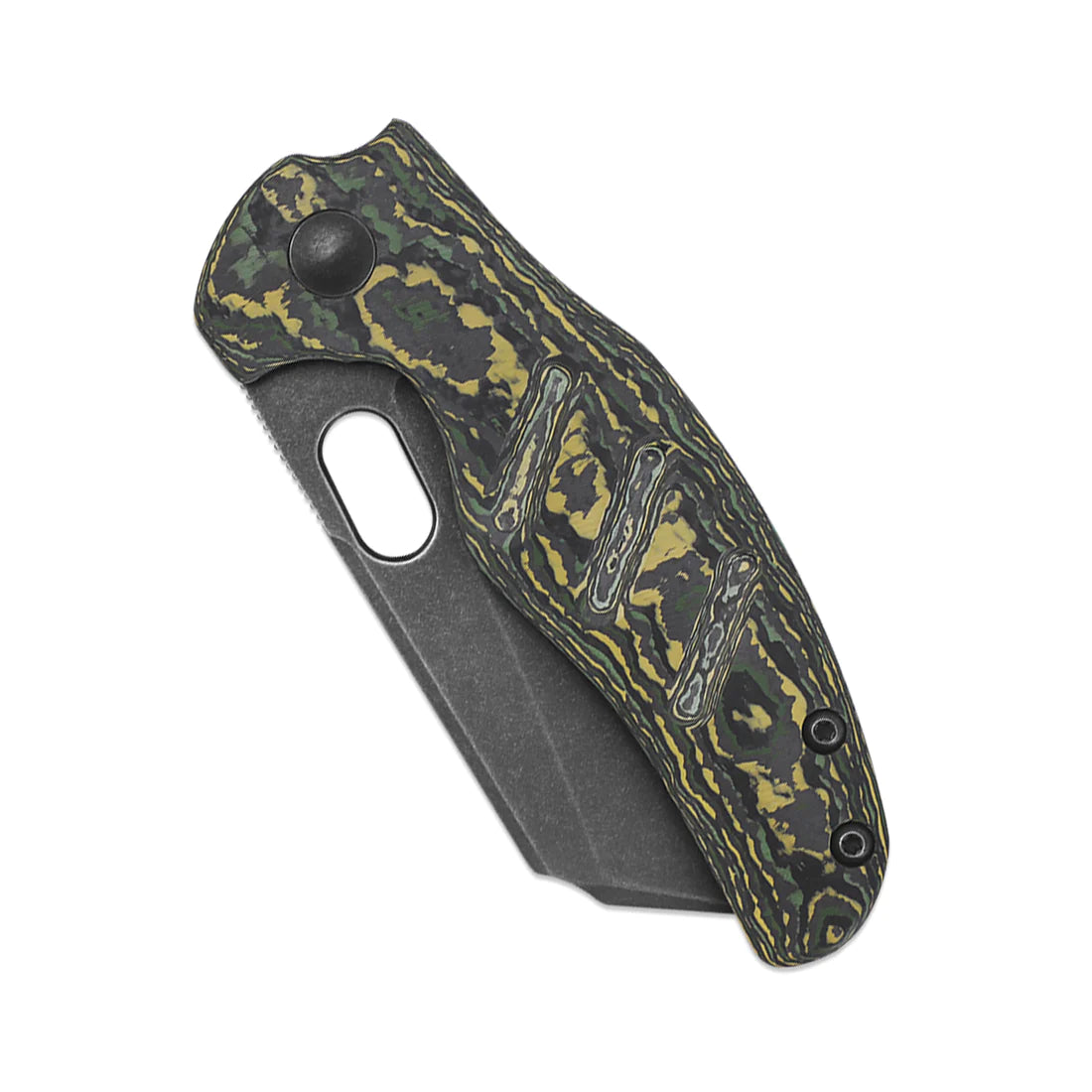 Kizer Ki3488A7 Mini Sheepdog Folding Knife - CPM 20CV Black Stonewash Blade, Fat Carbon Fiber Handles - EDC Pocket Knife for Outdoor, Camping & Everyday Carry