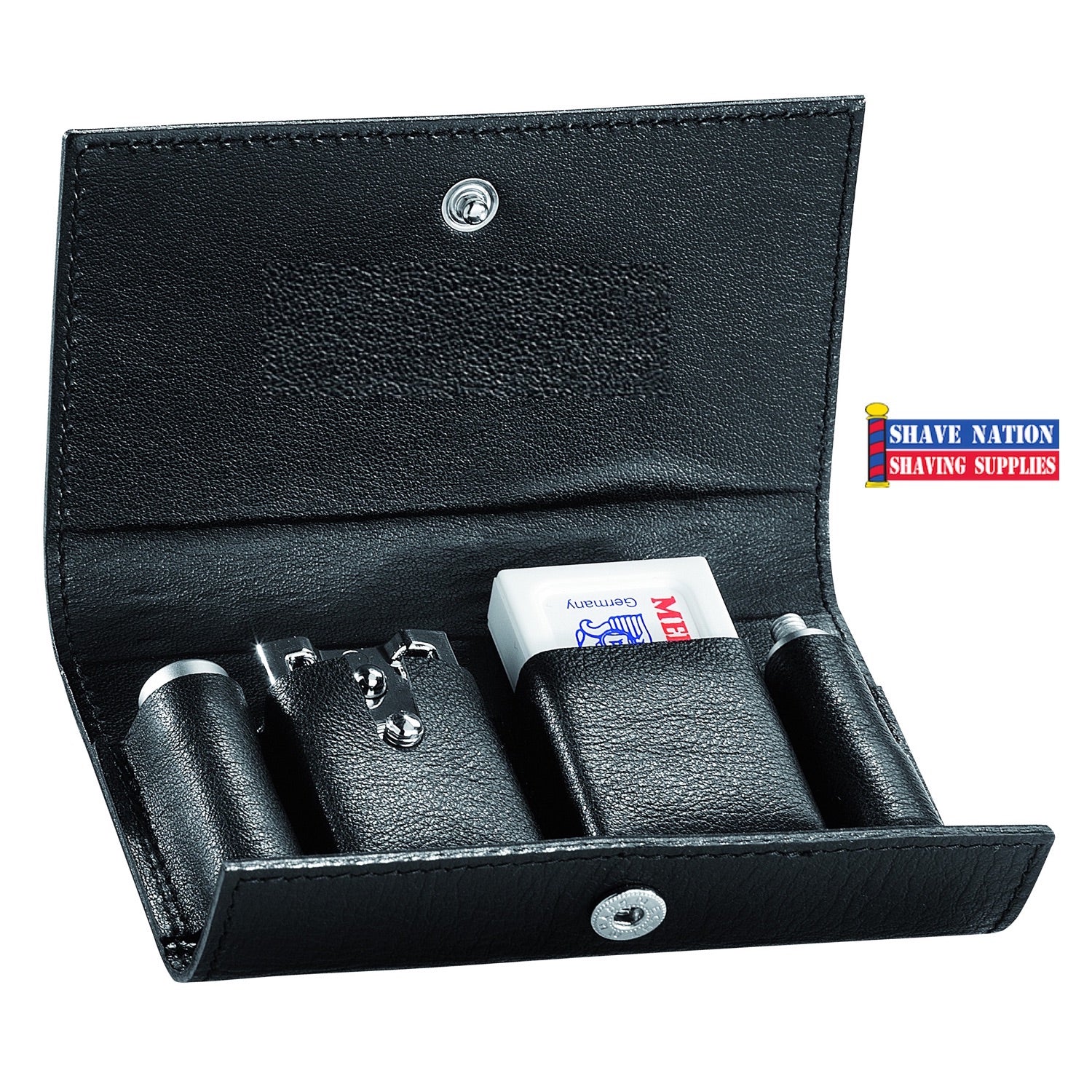 Merkur 46C Satin Finish Safety Razor & Travel Kit with 10 Premium Blades - Perfect for Men's Wet Shaving at Home or On The Go