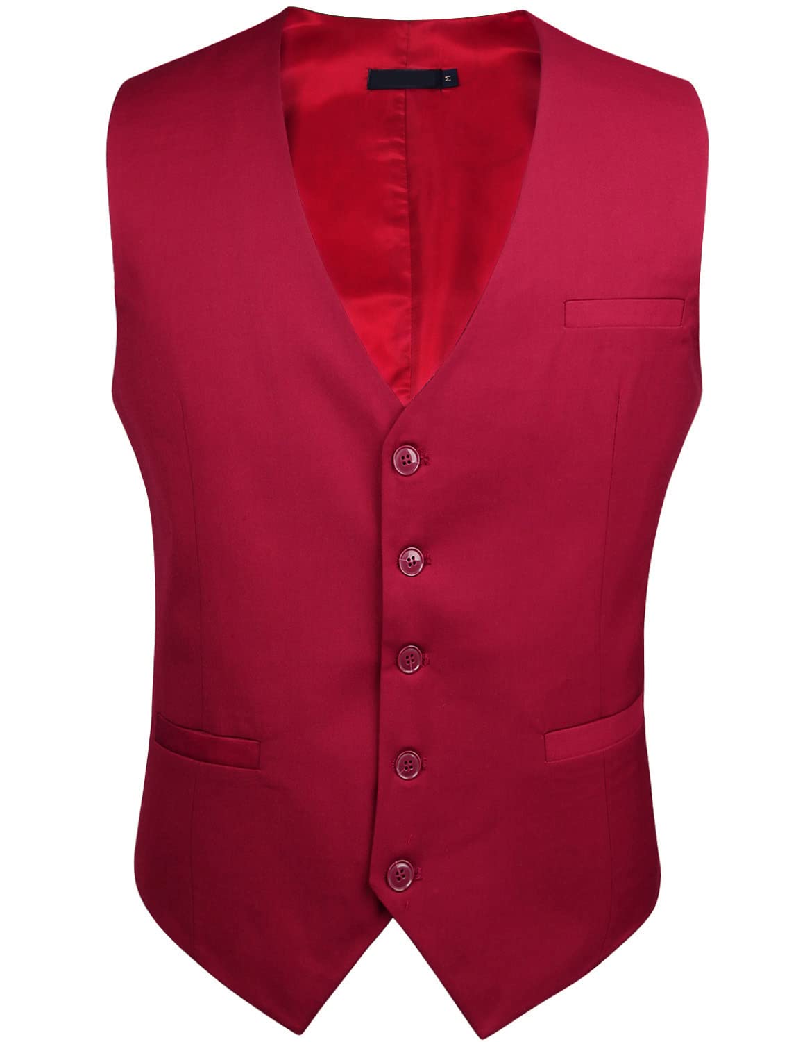 Enlision Men's Formal Suit Vest - Slim Fit Business Waistcoat for Suits & Tuxedos | Solid Color Dress Vest for Weddings, Office & Special Occasions