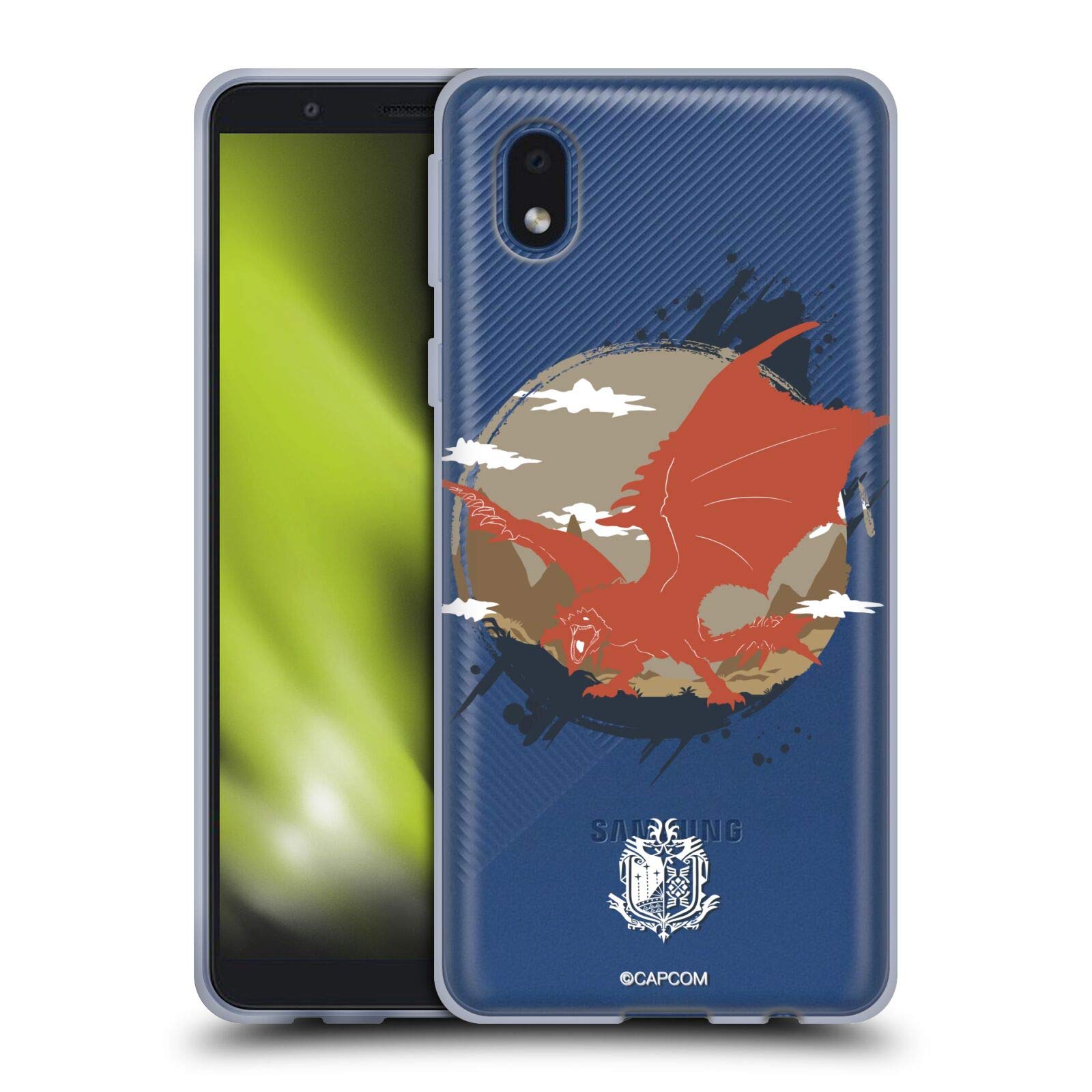 Monster Hunter World Rathalos Silhouettes Soft Gel Case for Samsung Galaxy A01 Core (2020) - Officially Licensed by Head Case Designs - Perfect for Gaming Enthusiasts and Outdoor Adventures