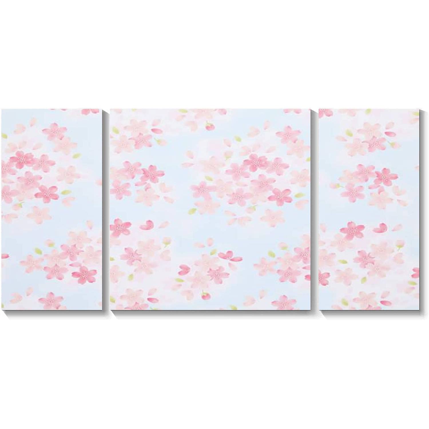 BDMPIZLNSF 3 Panel Cherry Blossom Canvas Wall Art - Origami Paper Inspired Framed Print Painting for Living Room & Bedroom Decor - Ready to Hang Home Artwork (Perfect for Spring Decor & Asian-Themed Interiors)