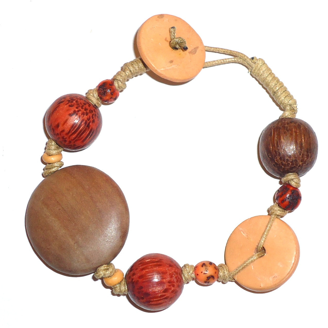 Handmade Multi Wood Bead Bracelet for Women - Natural Boho Chic Adjustable Beaded Bracelet - Perfect for Yoga, Meditation & Everyday Wear