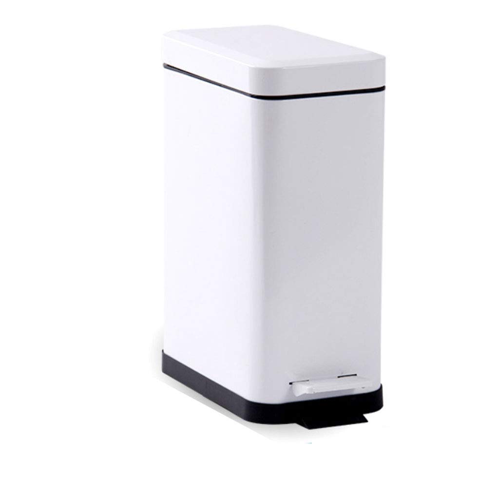 Stainless Steel Step Trash Can 10L - Touch-Free Kitchen & Bathroom Garbage Bin with Pedal, Rectangular Design for Home, Office, or Dorm - Odor-Proof & Easy Clean (White) - Perfect for Waste Disposal in Small Spaces