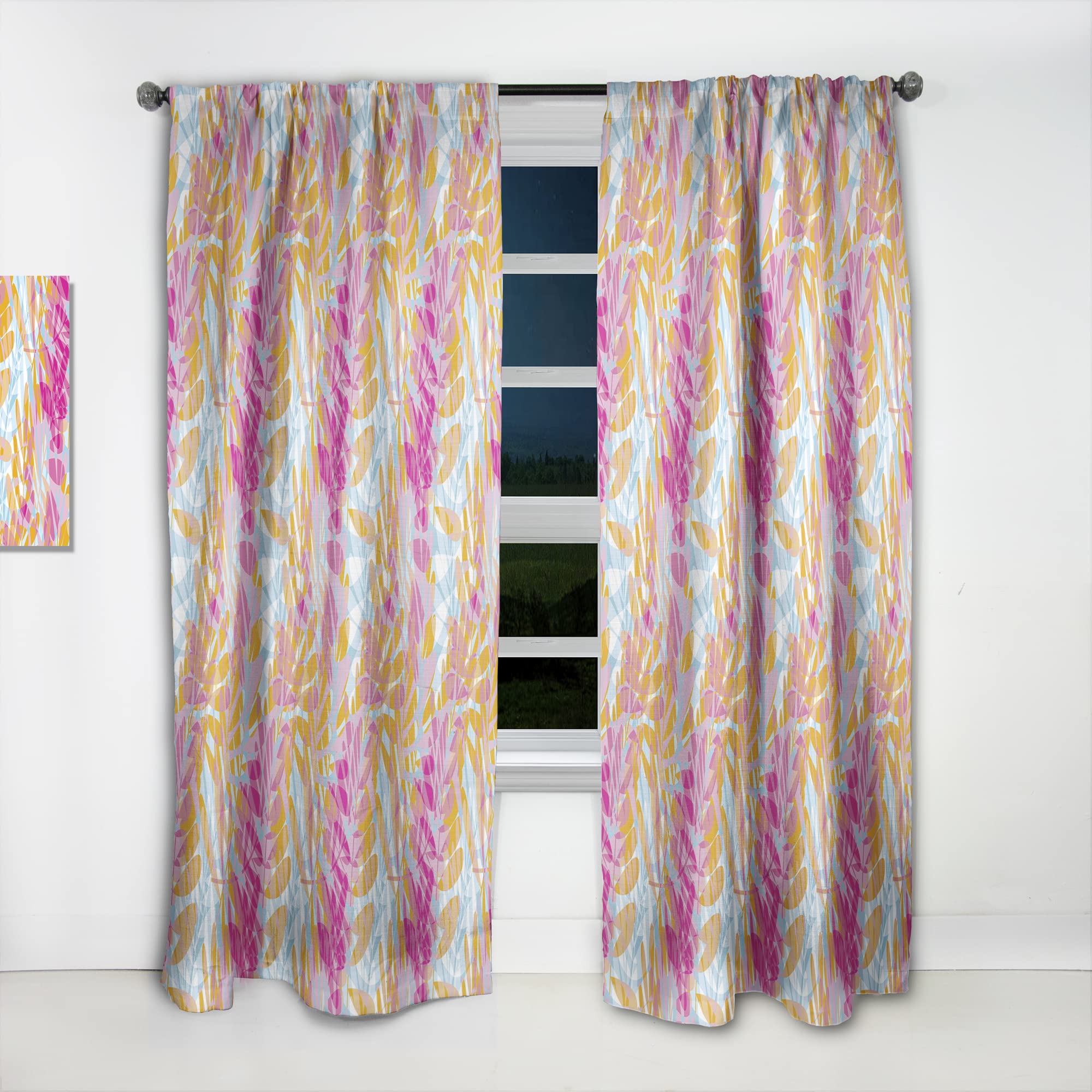 DesignQ Retro Floral Pattern III Thermal Insulated Curtains - Single Panel 52x95 Inch - Blackout Drapes for Bedroom & Living Room - Perfect for Home Decor & Light Control
