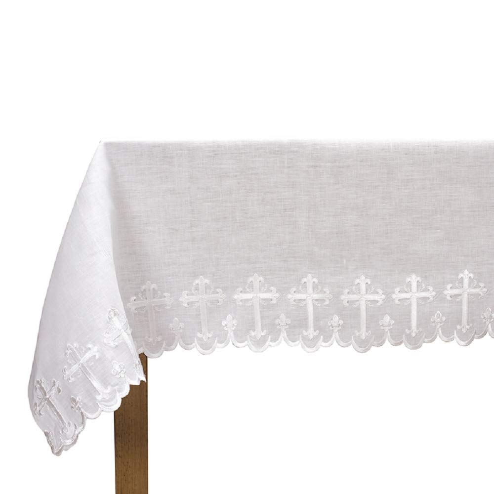 Embroidered Cross Altar Frontal - Premium Church Altar Cloth for Catholic & Christian Worship - Perfect for Easter, Christmas & Sunday Mass Decorations