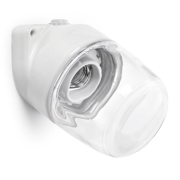 Porcelain Ceiling Lamp with Glass Shade IP54, Tilted - Perfect for Basement, Garage, and Outdoor Lighting