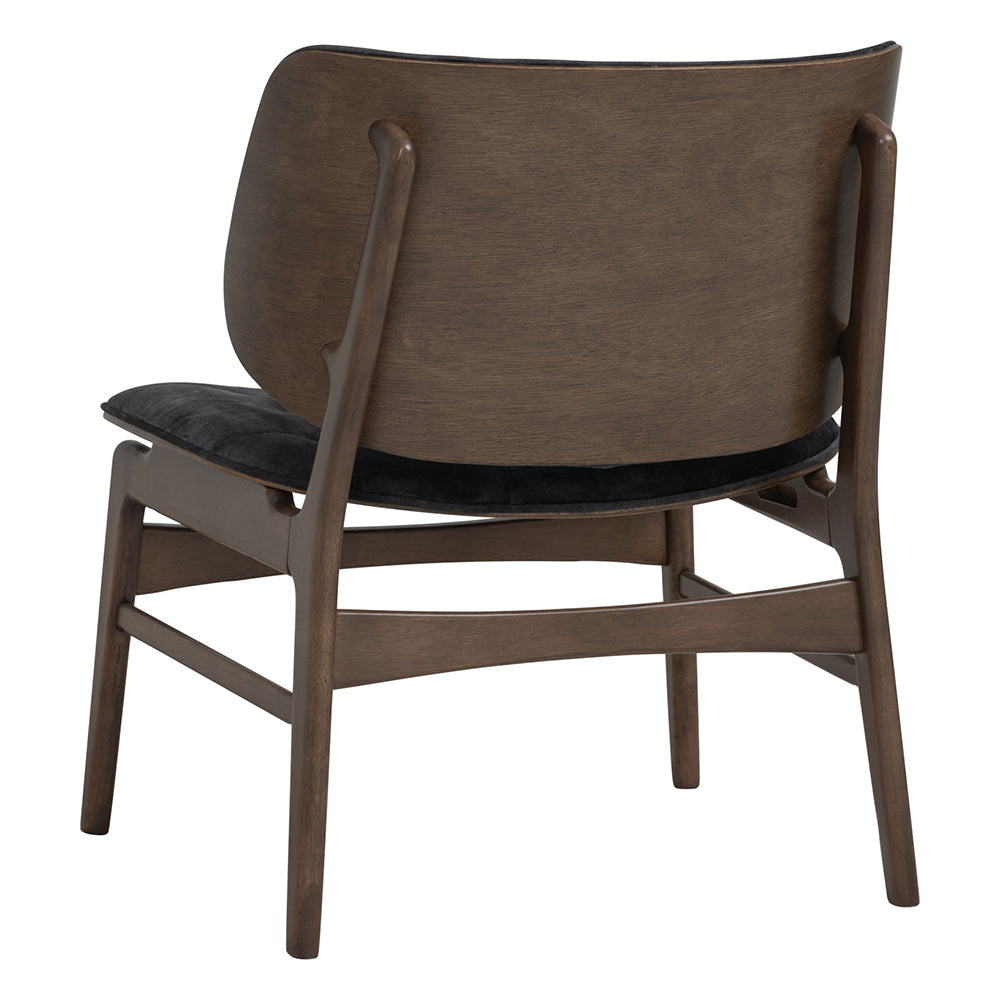 HEATH Lounge Chair - Modern Walnut Wood & Charcoal Fabric Accent Chair for Living Room, Bedroom, Office - Comfortable Mid-Century Style Reading Chair with Ergonomic Support
