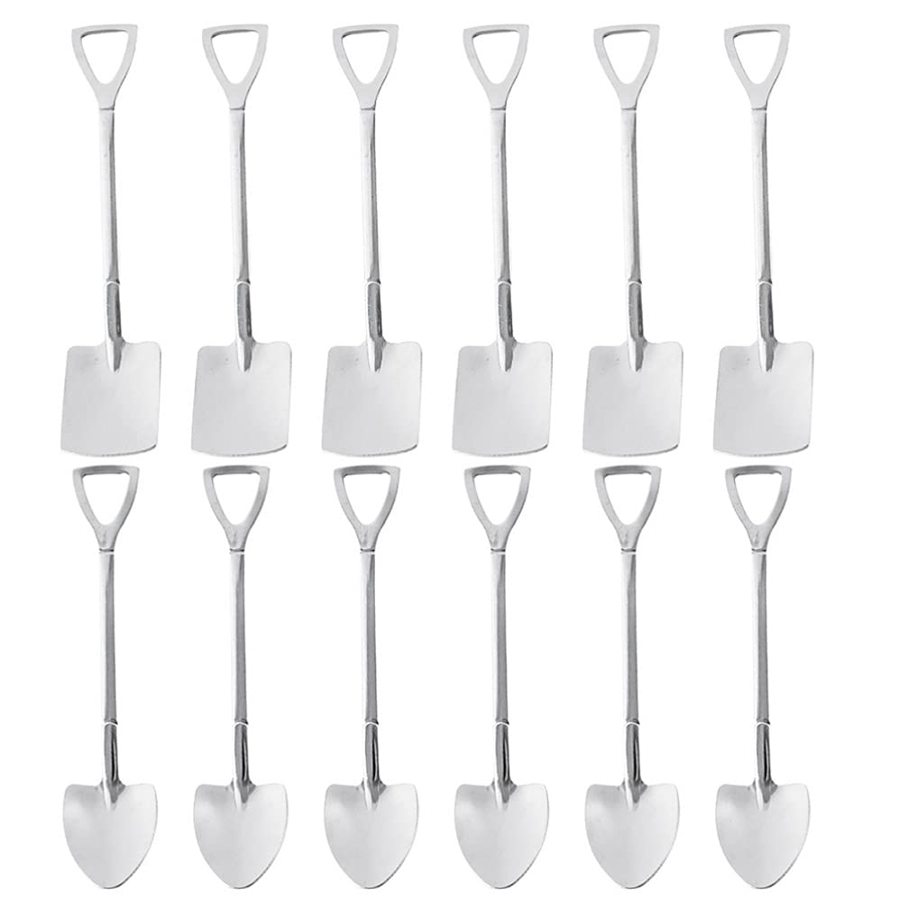 Cabilock 12-Piece Stainless Steel Kitchen Utensil Set - Square Dinnerware, Spade Spoon, Meal Scoops for Watermelon, Dessert, Ice Cream (Flat & Pointed) - Perfect for Home Cooking, Parties, and Restaurant Use