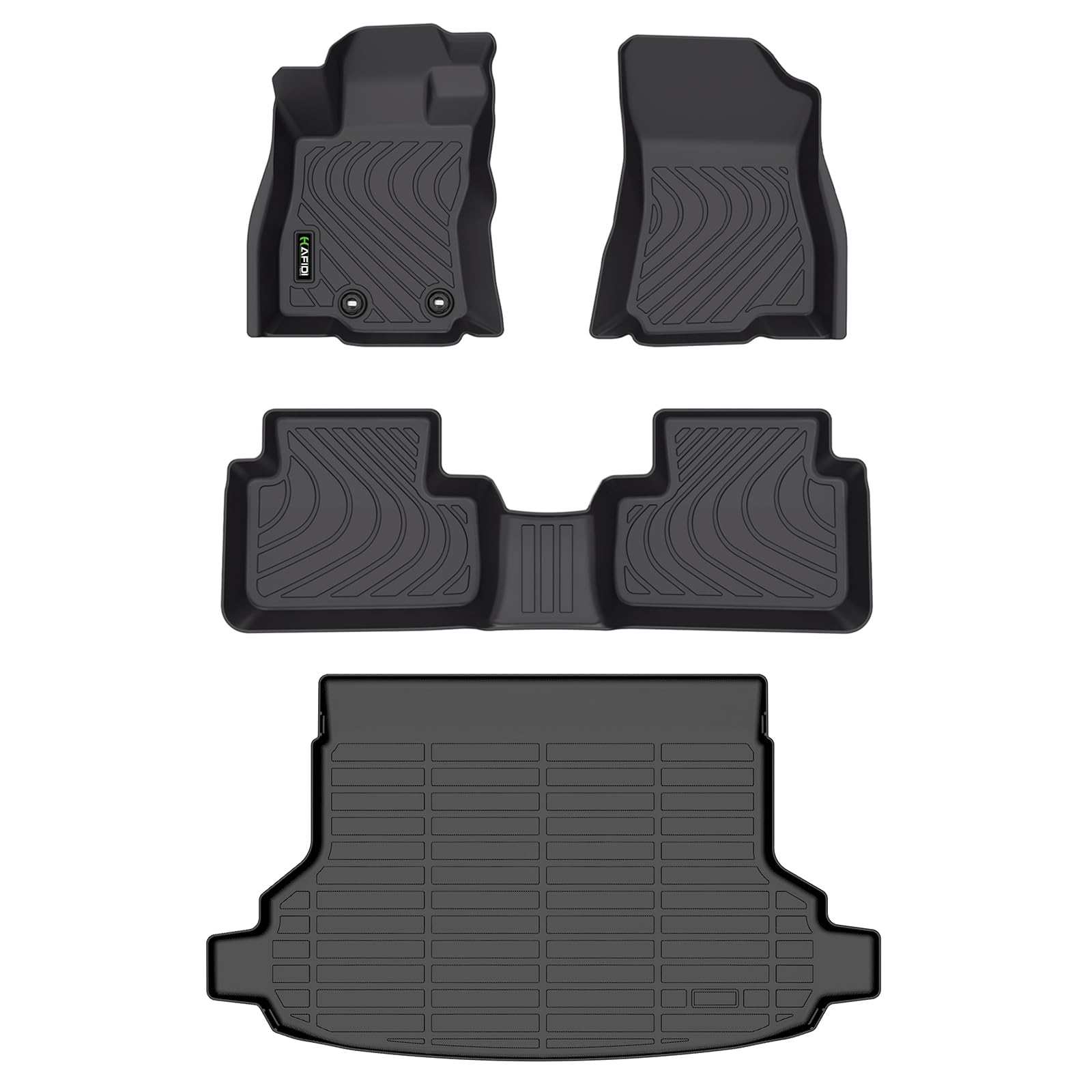 2025 Subaru Forester All-Weather Floor Mats & Cargo Liner Full Set - Heavy Duty Black Car Floor Protection (Fits Models Without Audio System) | Perfect for Winter Snow, Mud, and Spills Protection