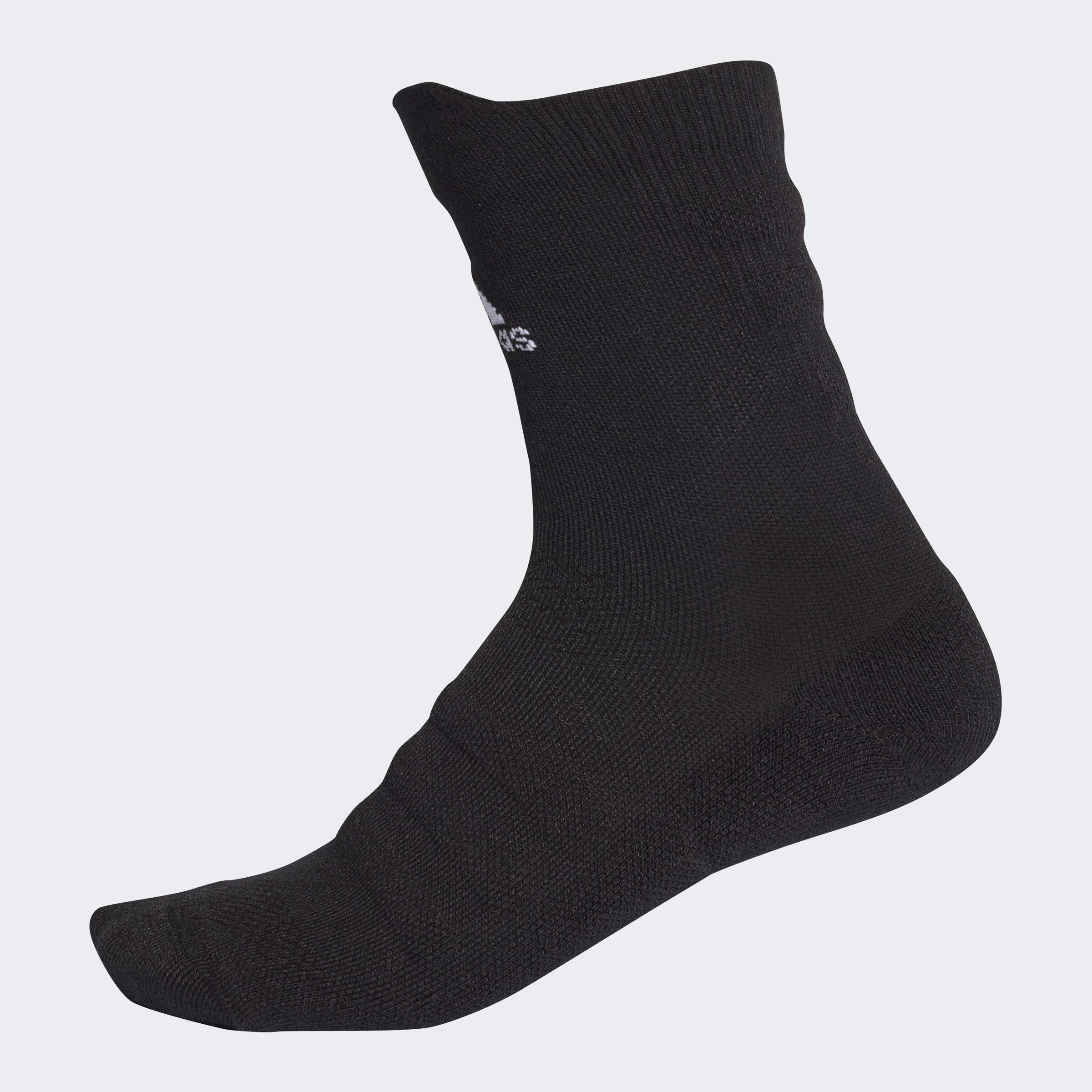 Adidas Alphaskin Lightweight Cushioning Crew Socks for Men - Black (Size 9-11) | Moisture-Wicking Athletic Socks for Running, Gym & Everyday Comfort