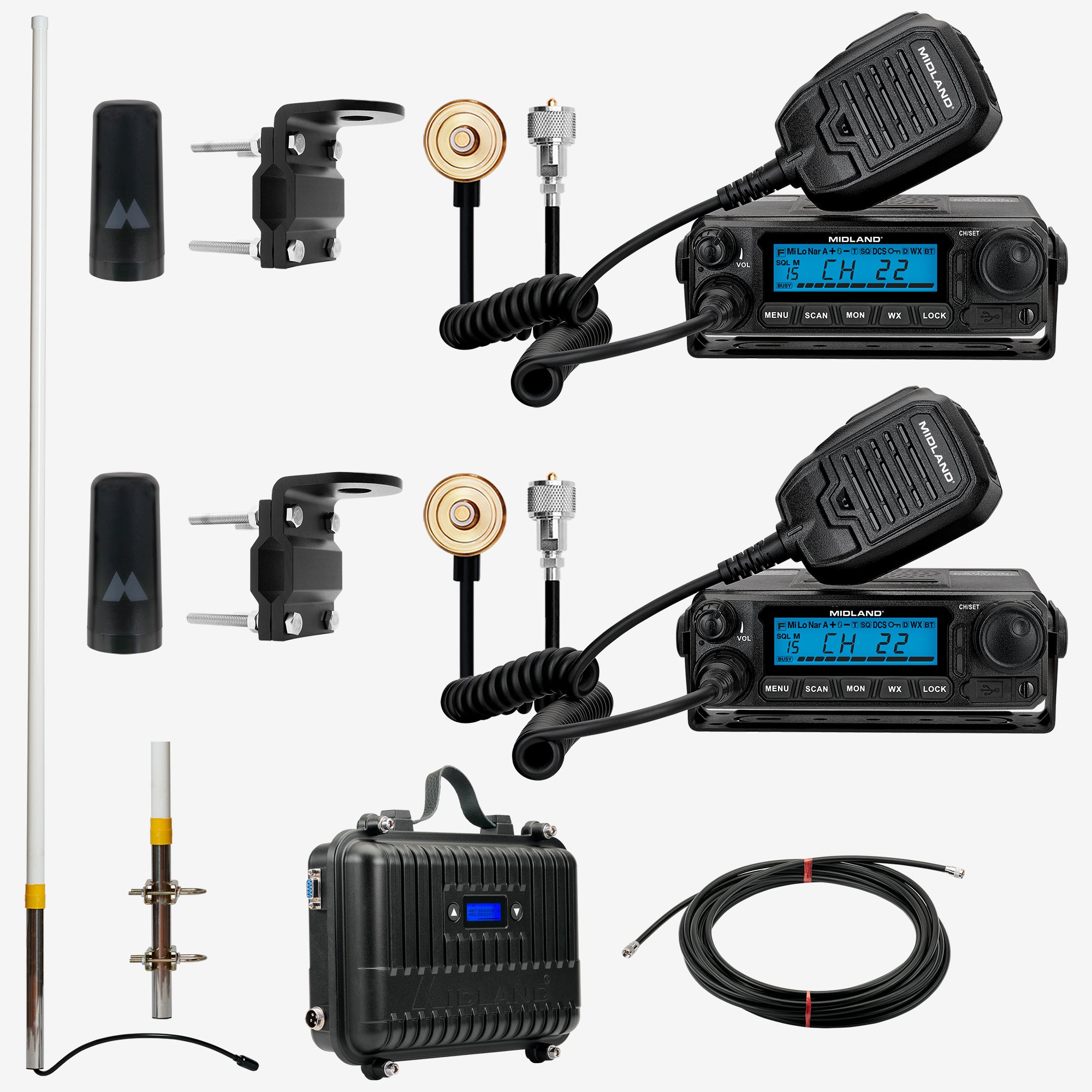 MicroMobile® GMRS 50 Watt Two-Way Radios with Waterproof Repeater Bundle - MXR500AG - Perfect for Off-Roading, Camping & Emergency Communication