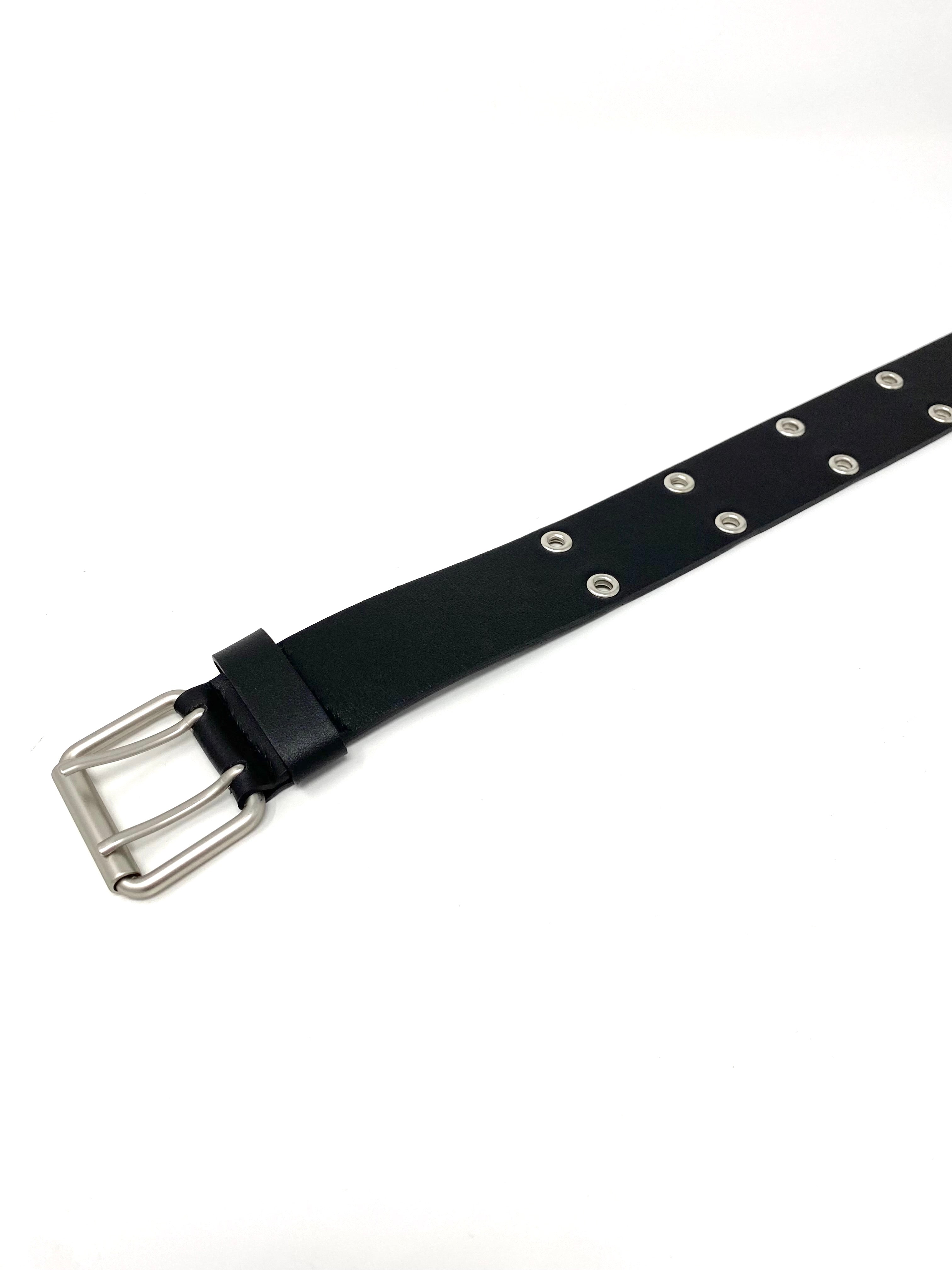 Novacas Black Leather Grommet Belt for Women - Stylish Adjustable Waist Belt for Jeans, Dresses & Casual Outfits