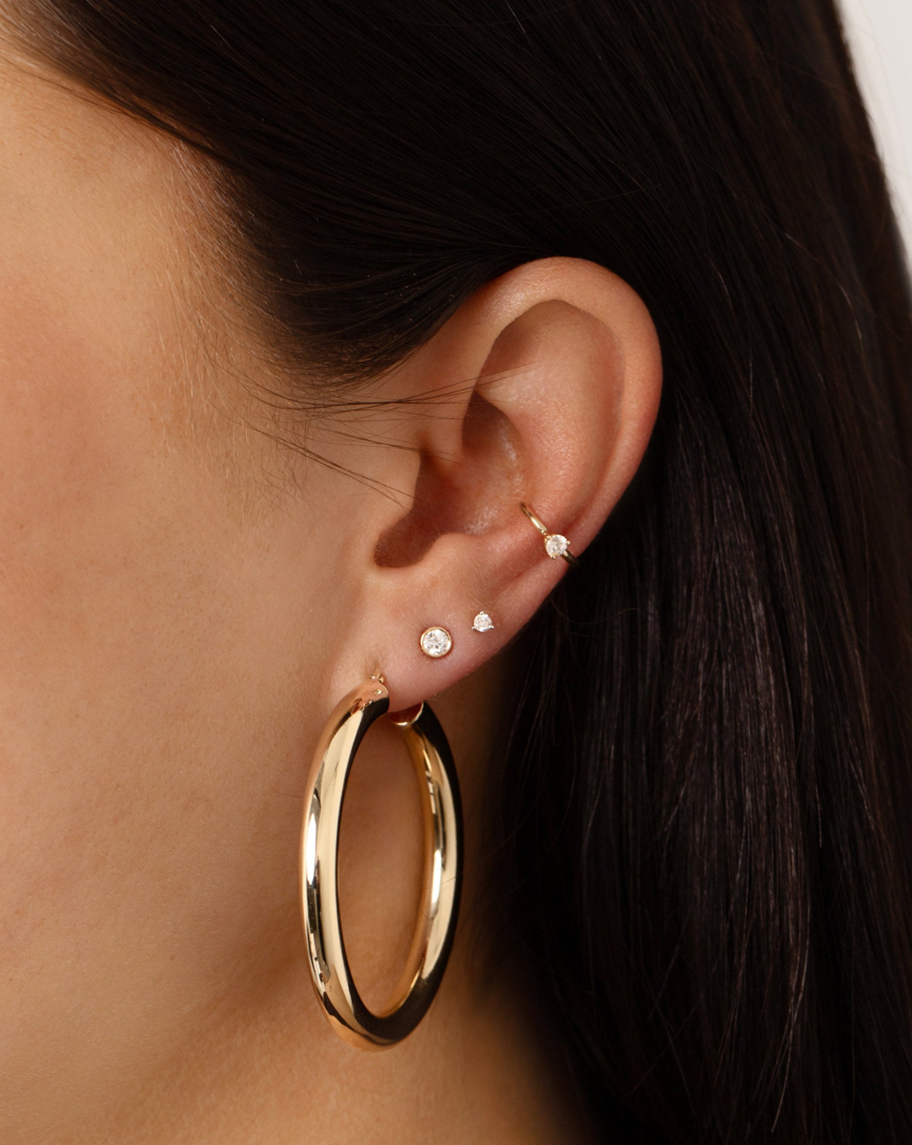 Bezel Set Petite Diamond Stud Earrings - 14K Gold Dainty Everyday Hoop Earrings for Women | Perfect for Work, Date Night & Special Occasions