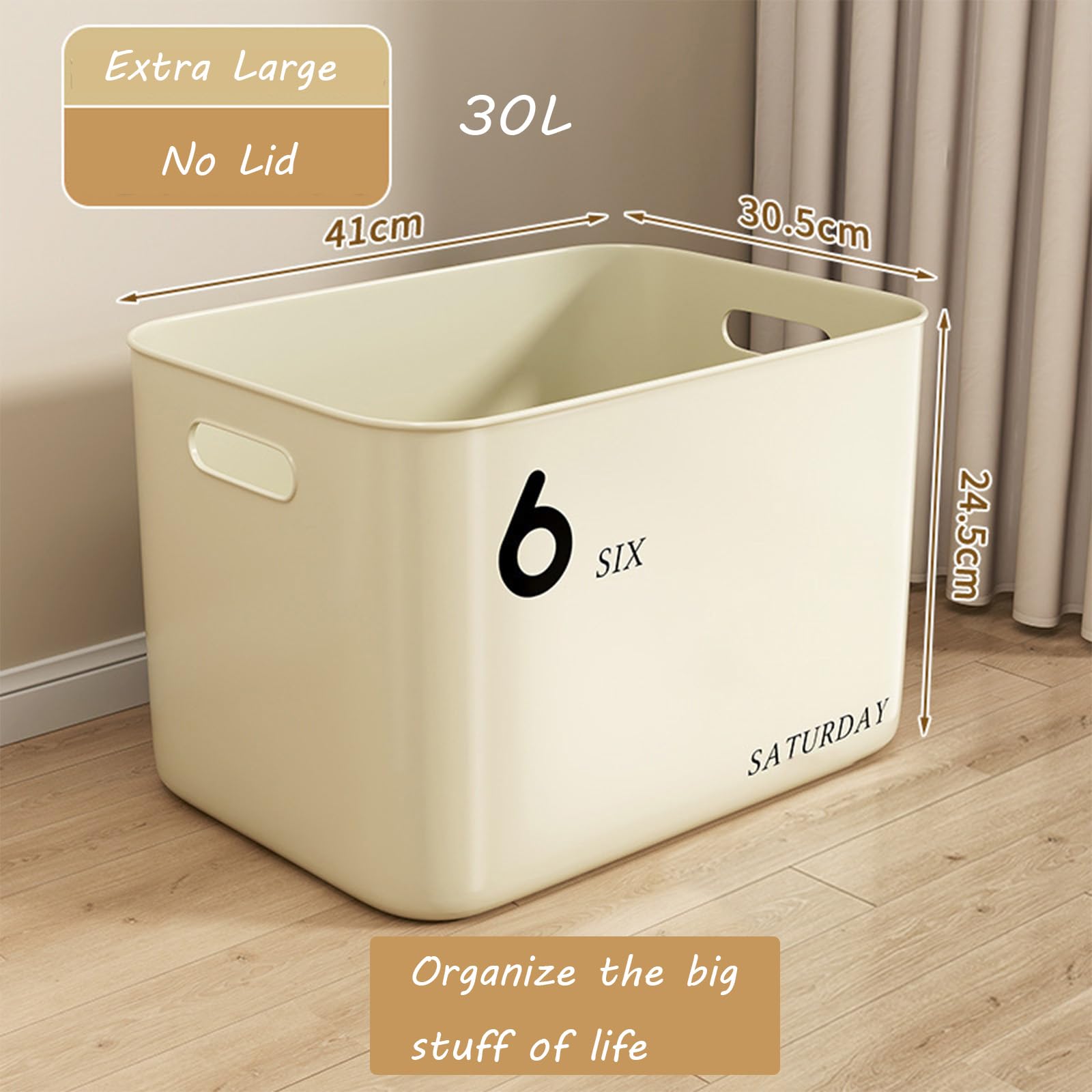Plastic Desktop Organizer with Lid - Cream Storage Bins for Office, Dorm, or Home | Perfect for Snacks, Cosmetics, Stationery & Wind Chime Accessories | Japanese-Style Multi-Purpose Organizer