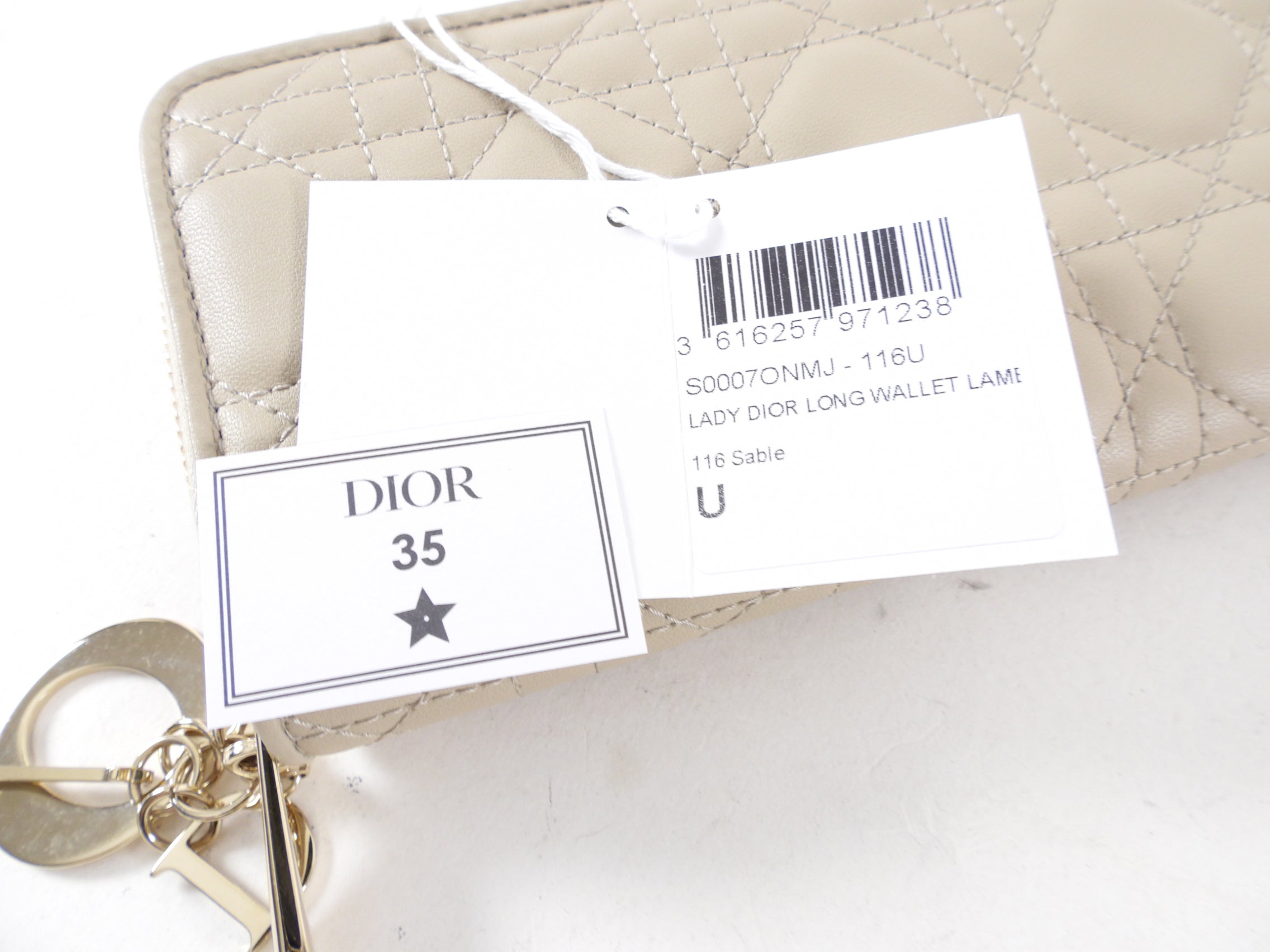 Christian Dior Lady Dior Light Beige Cannage Lambskin Voyageur Wallet - Luxury Designer Wristlet for Women | Perfect for Travel, Parties & Everyday Use