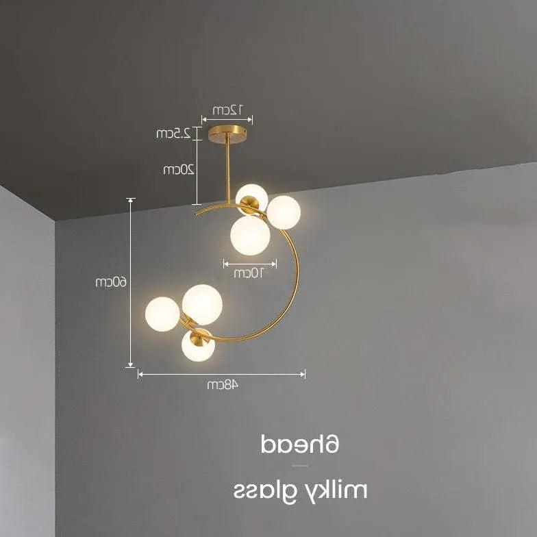 Modern Semi Arc White Glass Ball Pendant Light - Elegant Hanging Chandelier for Dining Room, Kitchen Island, Bedroom & Living Room Decor