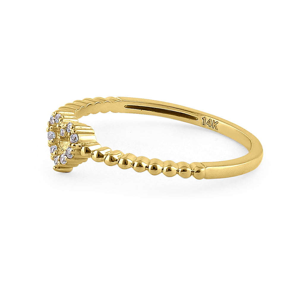 14K Solid Yellow Gold Heart Diamond Ring for Women - Perfect for Valentine's Day, Anniversary & Engagement Gifts