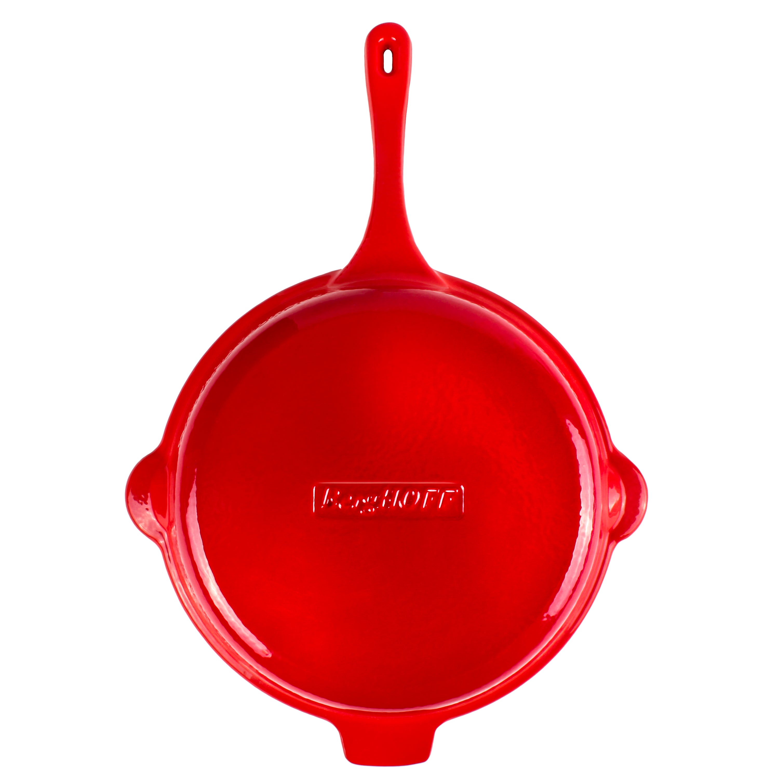 BergHOFF Neo 10-Inch Cast Iron Skillet, Pre-Seasoned Red Frying Pan for Stovetop, Oven & Grill – Perfect for Searing, Baking & Frying Steaks, Pancakes & More