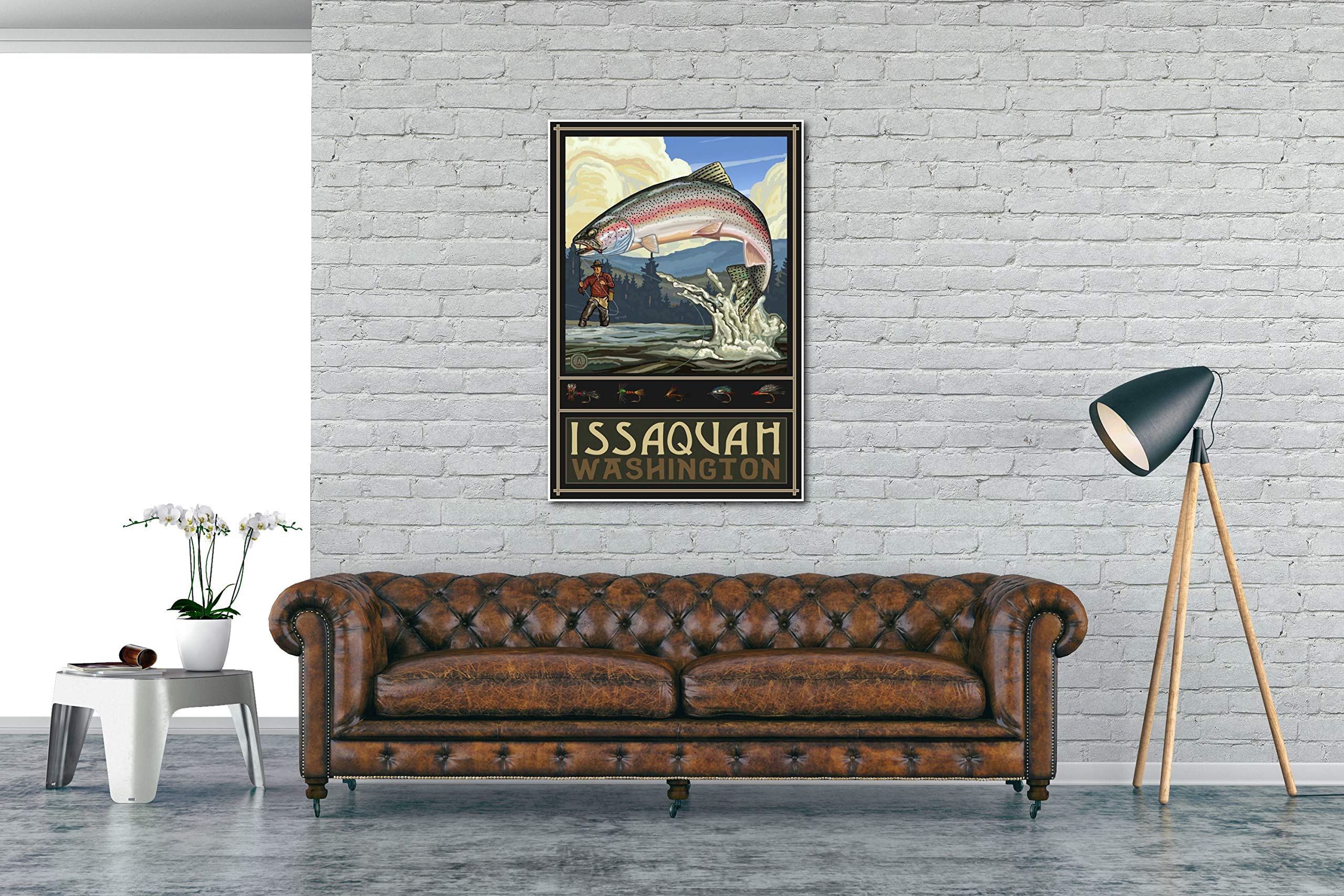 Washington Fishing Art Print - Issaquah Landscape Giclee Poster by Paul A. Lanquist - 30x45 Inches - Perfect for Home, Office & Cabin Decor