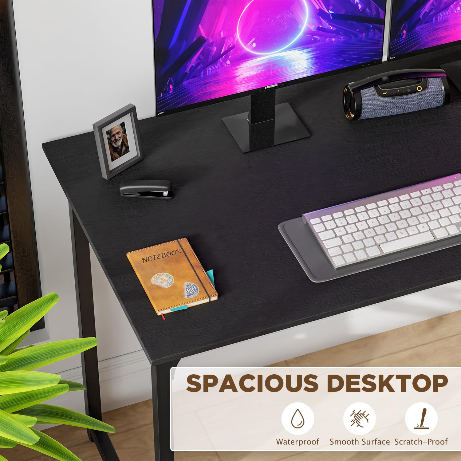 47 Inch Computer Gaming Desk - Modern Simple Style Wood & Metal Workstation for Home Office, Writing, Art & PC Use - Black (PayLessHere) | Perfect for Small Spaces, Online Classes & Remote Work