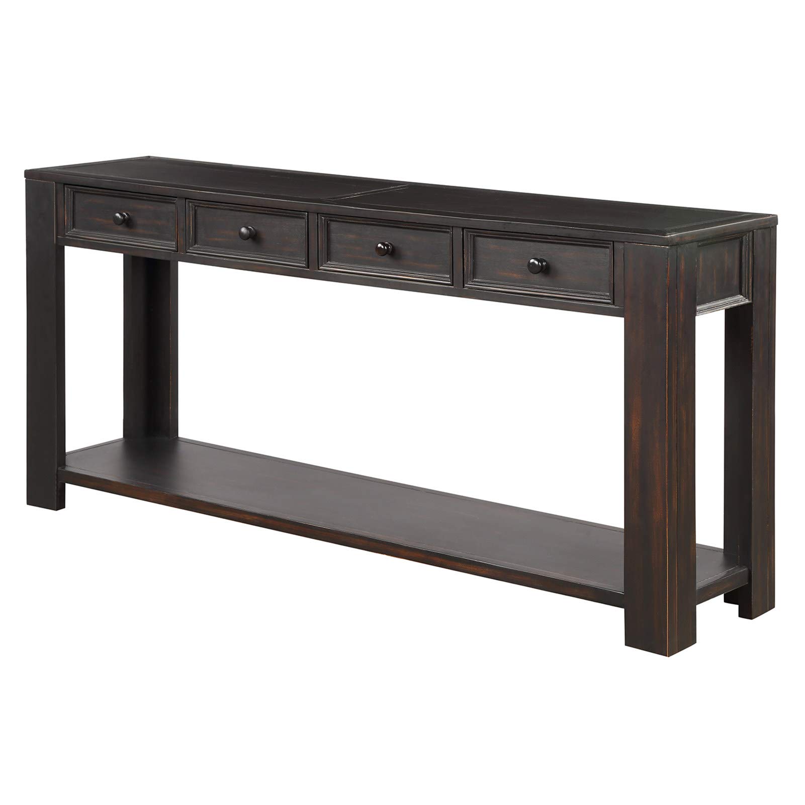 YOZUMD TREXM Entryway Console Table with Storage Drawers & Bottom Shelf - Modern Hallway Sofa Table, Black | Perfect for Small Spaces, Living Room Decor & Entryway Organization