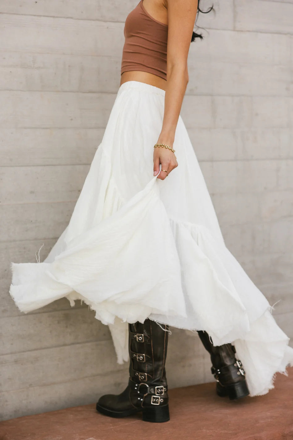 Augusta Handkerchief Skirt in Cream - Women's Flowy High-Low Hem Summer Skirt | Perfect for Beach Vacations, Date Nights & Boho Outfits | FINAL SALE